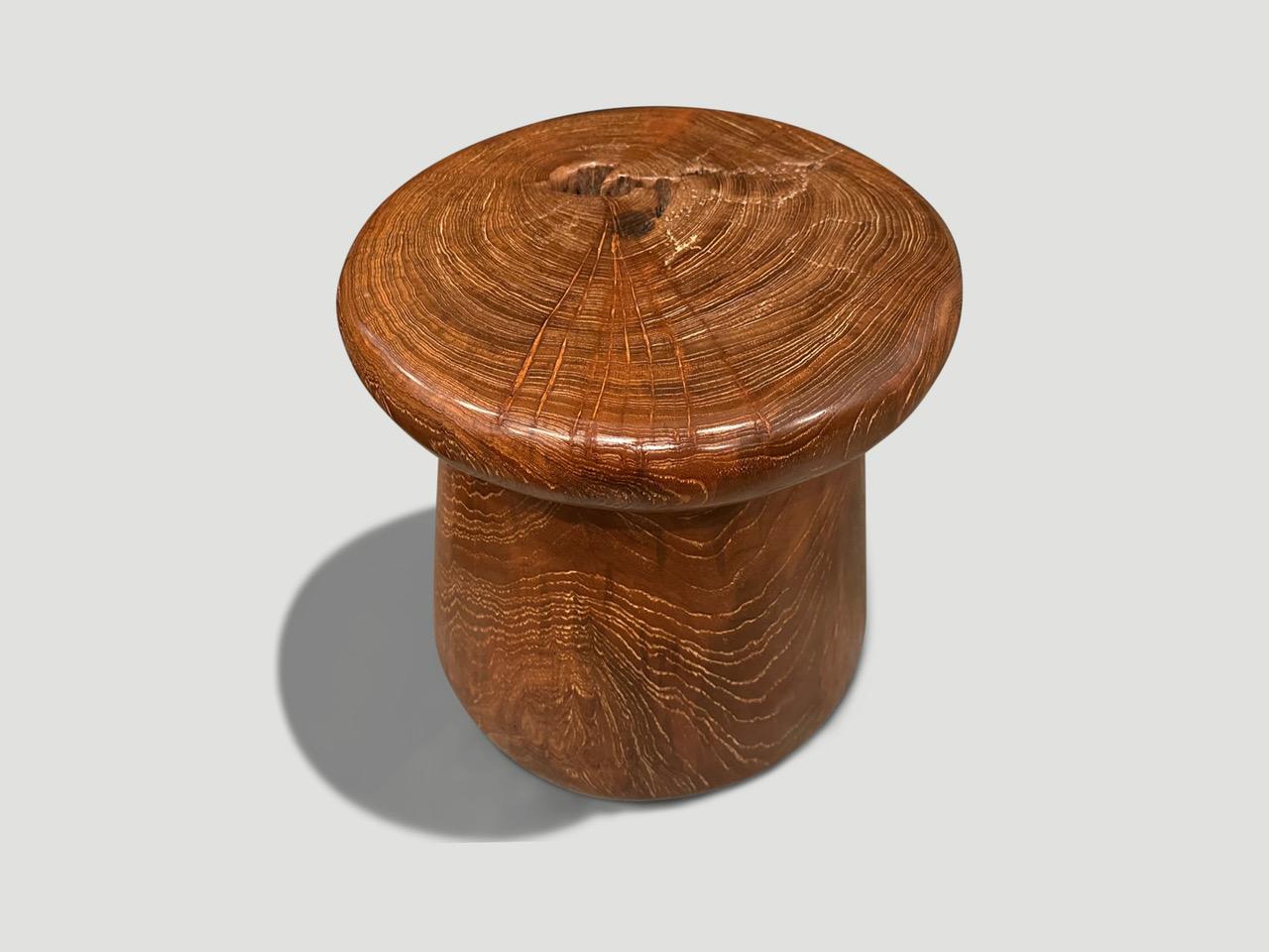 Andrianna Shamaris Century Old Teak Wood Side Table or Stool For Sale 1