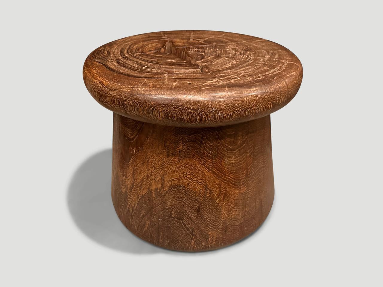 Andrianna Shamaris Century Old Teak Wood Side Table or Stool  For Sale 1