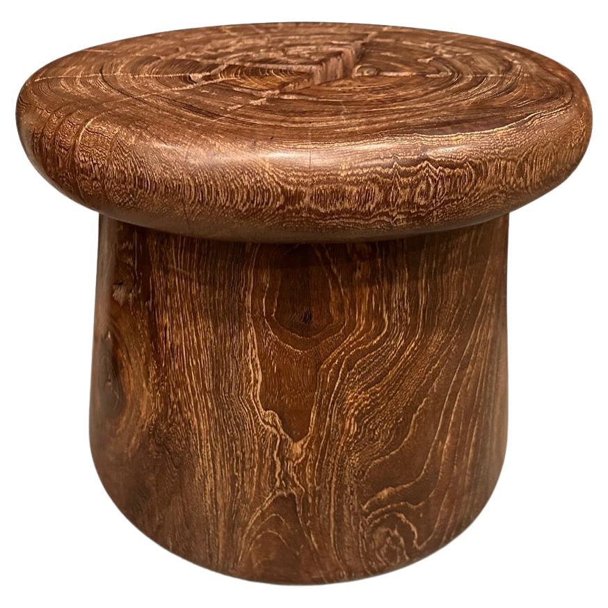Andrianna Shamaris Century Old Teak Wood Side Table or Stool  For Sale