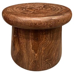 Antique Andrianna Shamaris Century Old Teak Wood Side Table or Stool 