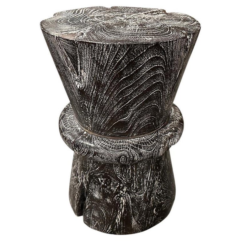 Andrianna Shamaris Cerused Charred Teak Wood Side Table For Sale at 1stDibs
