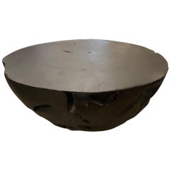 Andrianna Shamaris Charred Drum Shape Teak Wood Coffee Table