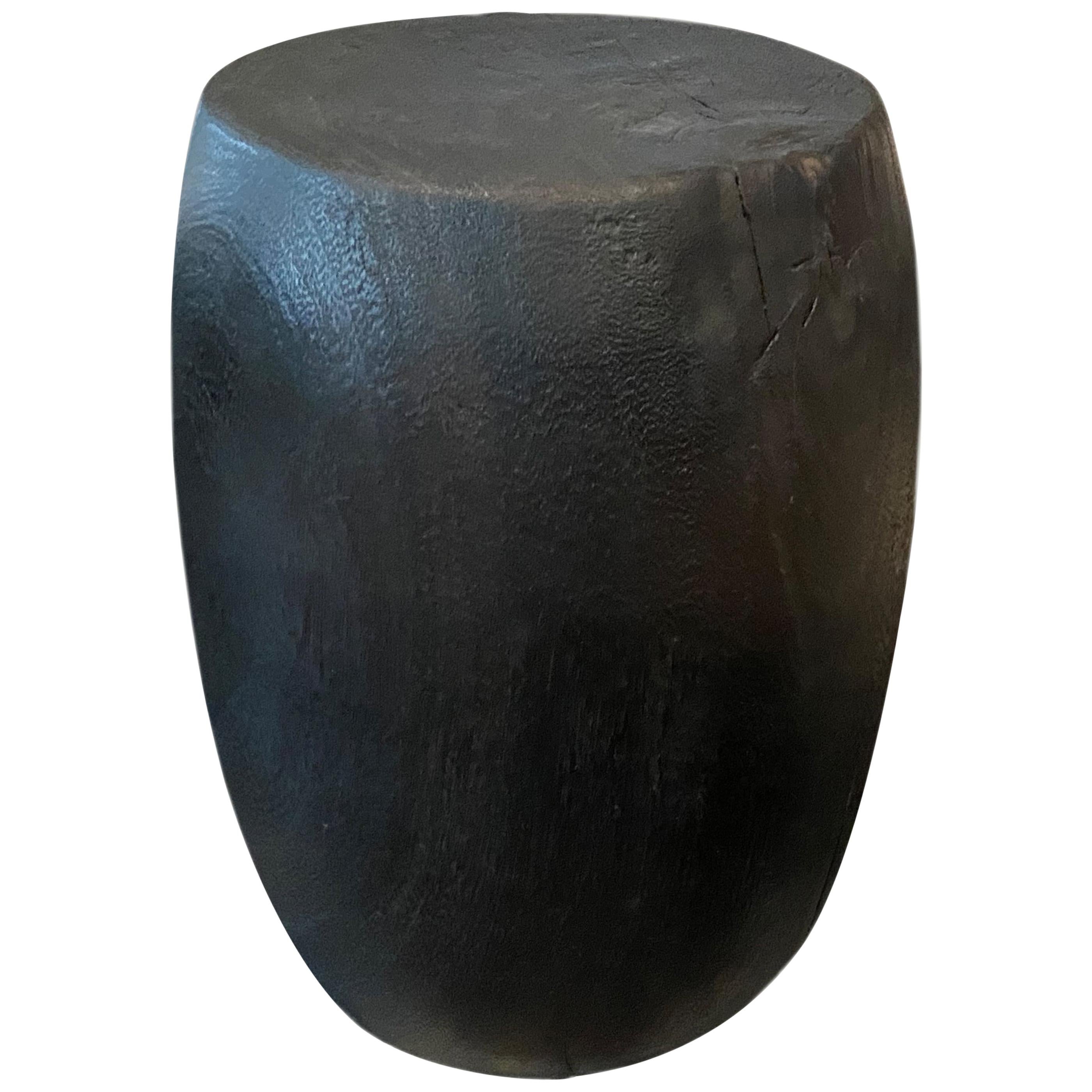 Andrianna Shamaris Charred Drum Style Lychee Wood Side Table or Stool