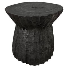 Andrianna Shamaris Charred Hand Carved Side Table