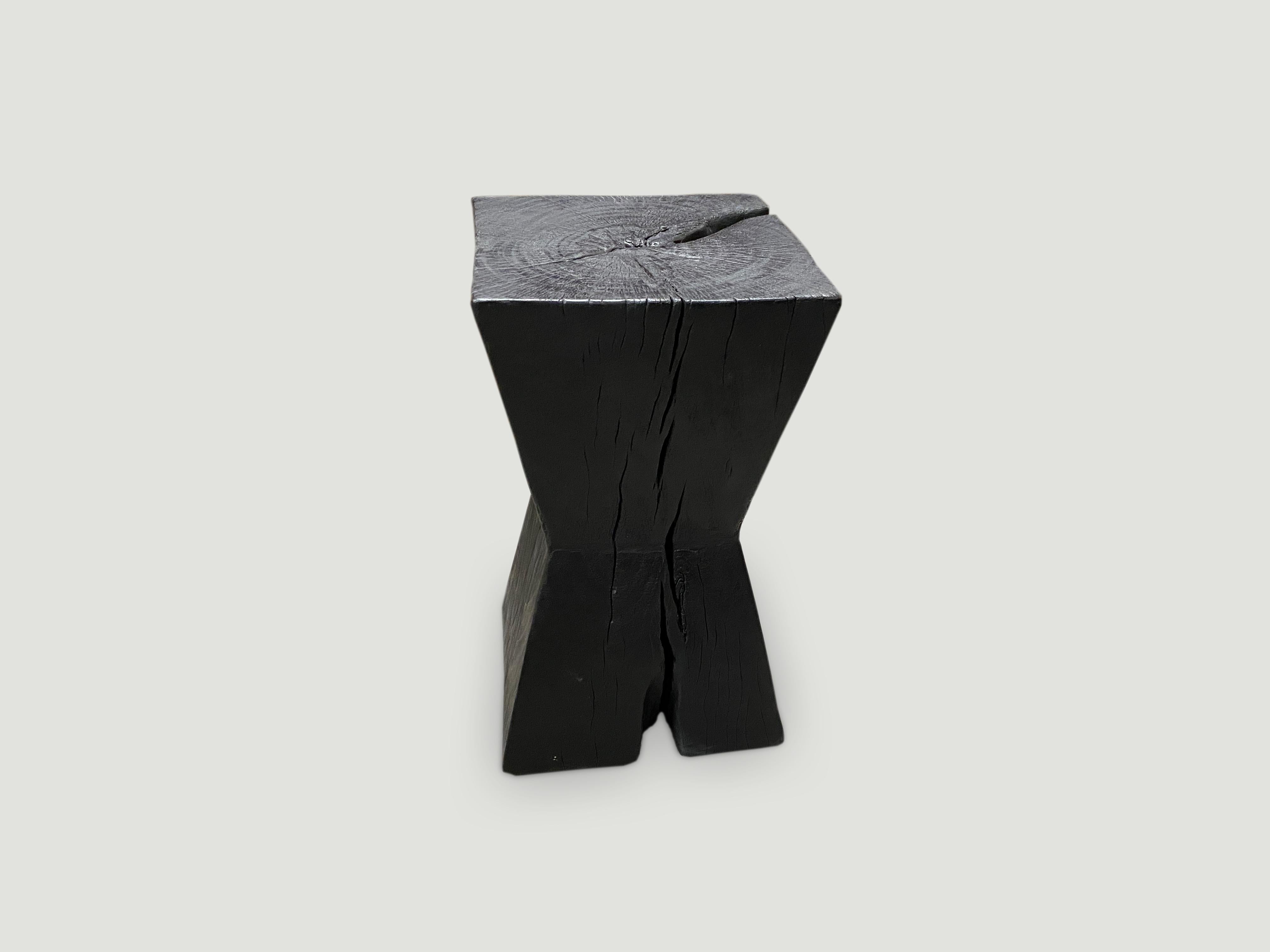 Andrianna Shamaris Charred Hourglass Tamarind Wood Side Table In Excellent Condition For Sale In New York, NY