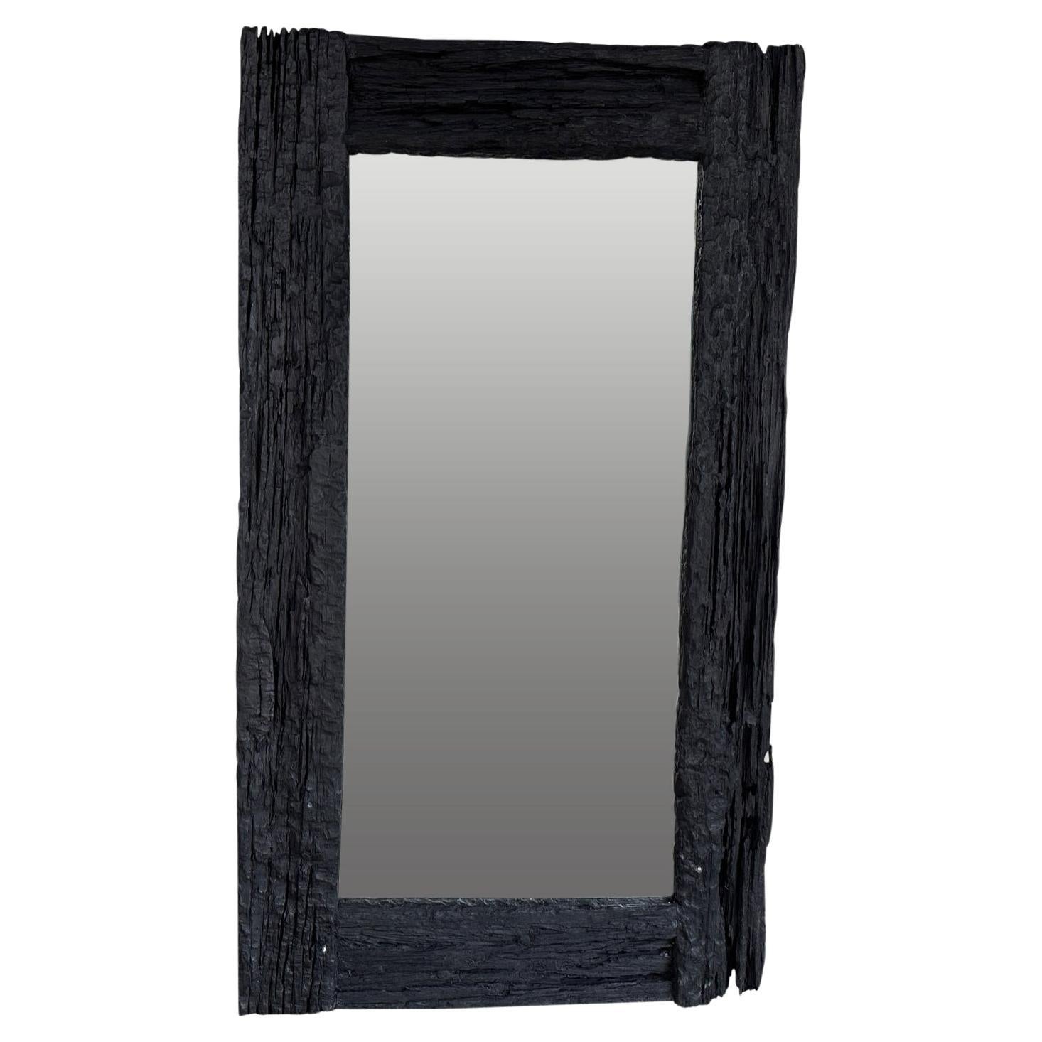 Andrianna Shamaris Charred Iron Wood Frame Mirror For Sale