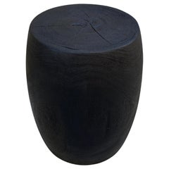 Andrianna Shamaris Charred Lychee Wood Drum Side Table or Stool