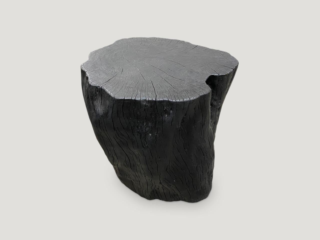 Organic Modern Andrianna Shamaris Charred Lychee Wood Side Table