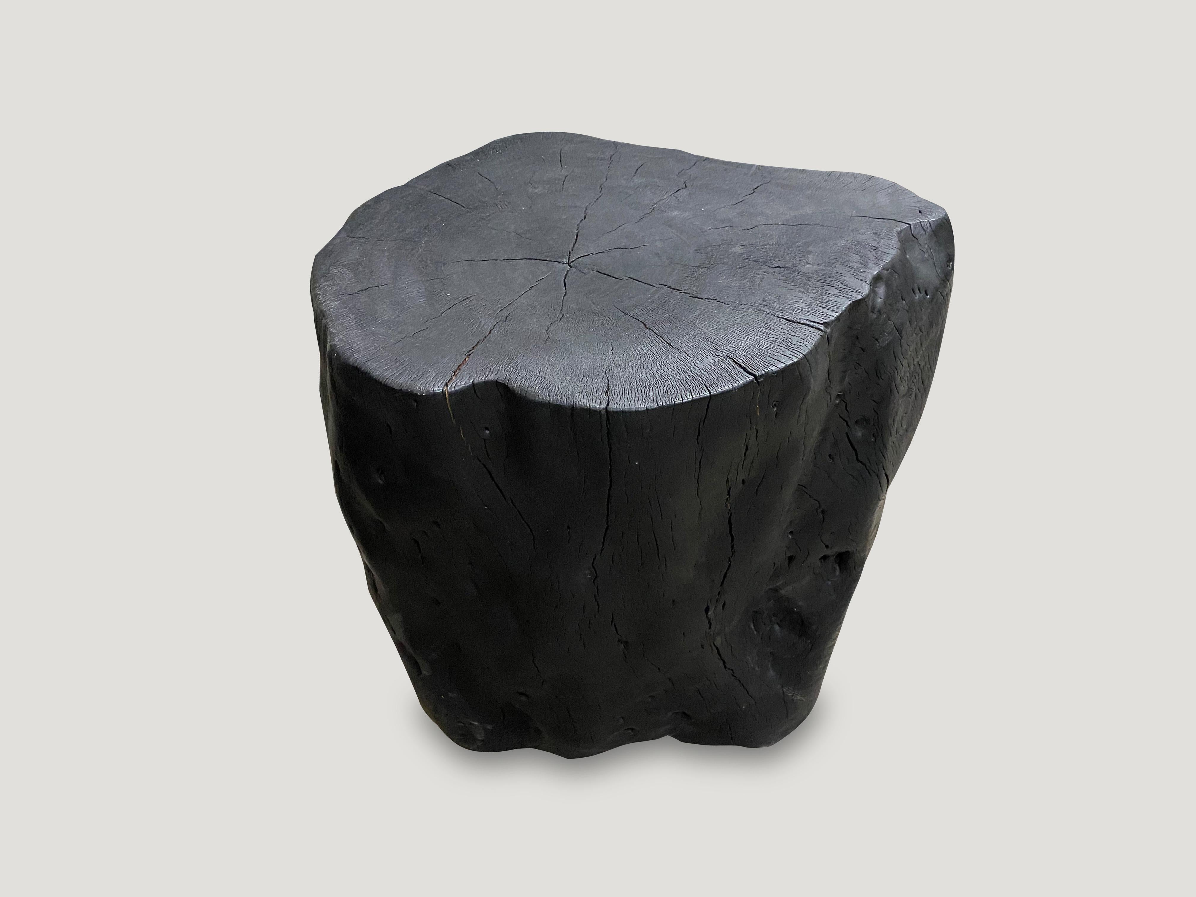 Andrianna Shamaris Charred Lychee Wood Side Table In Excellent Condition In New York, NY