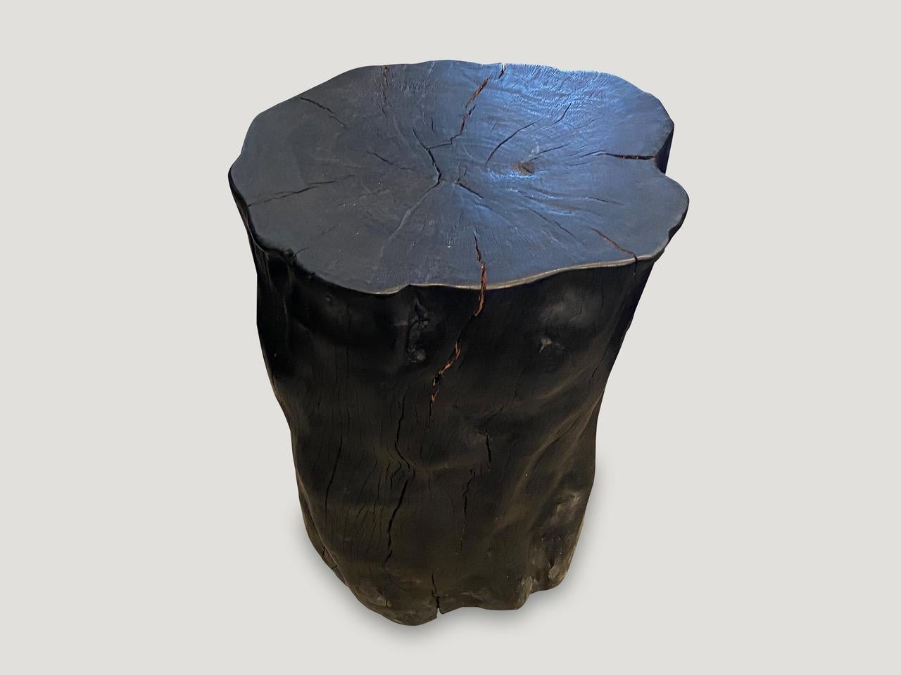 Andrianna Shamaris Charred Lychee Wood Side Table In Excellent Condition In New York, NY