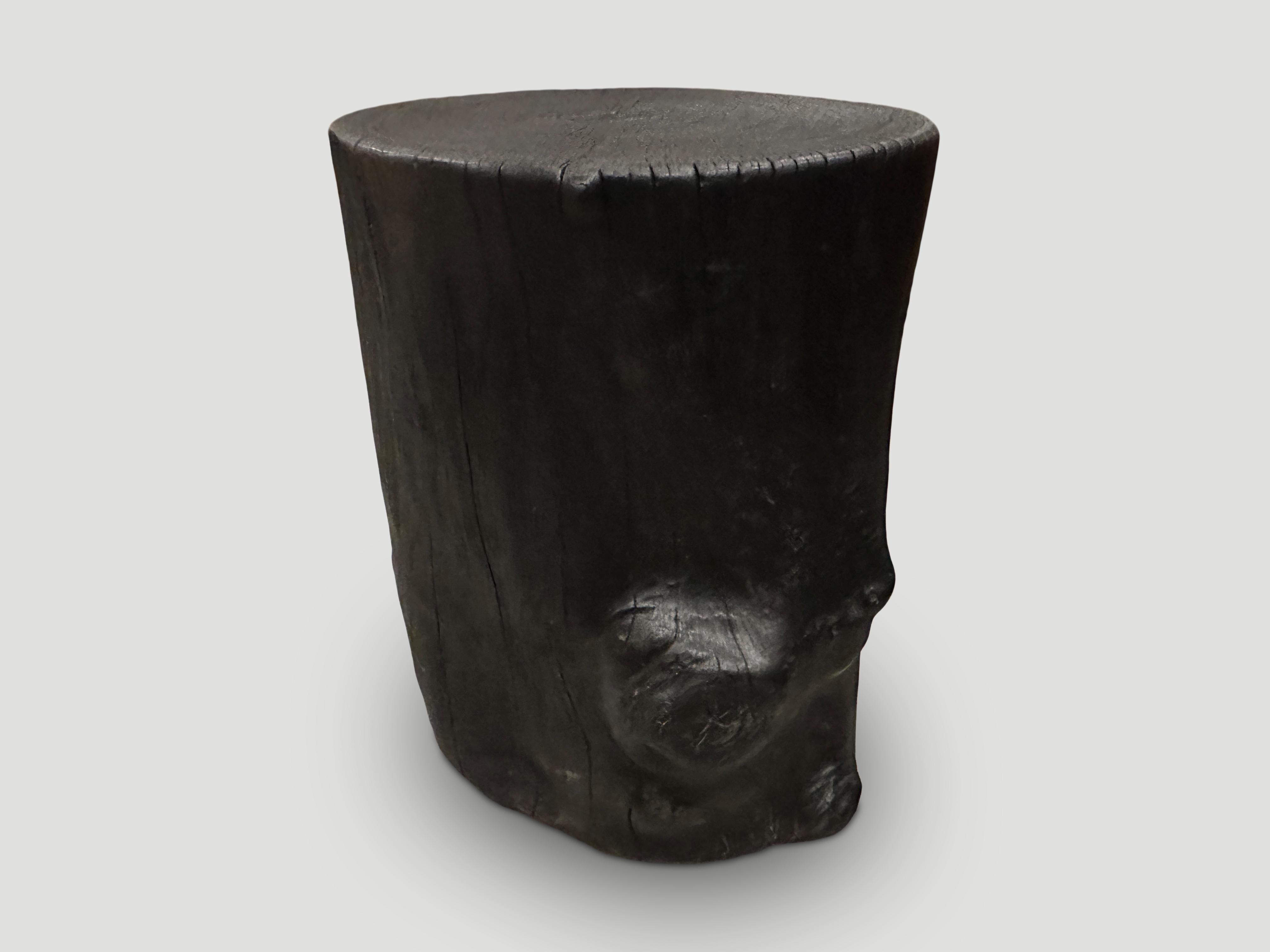 Andrianna Shamaris Charred Lychee Wood Side Table In Excellent Condition For Sale In New York, NY