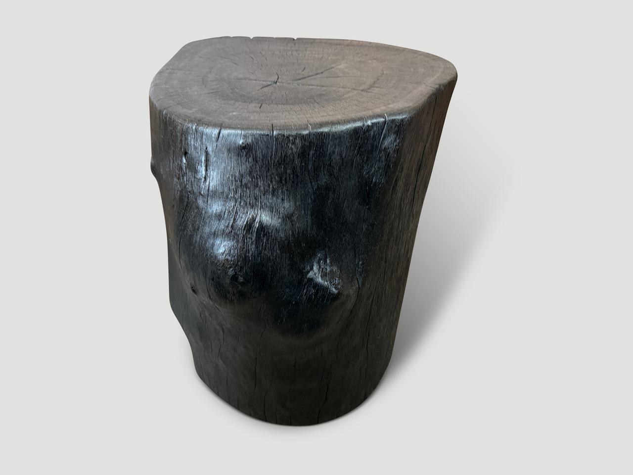 Andrianna Shamaris Charred Lychee Wood Side Table In Excellent Condition For Sale In New York, NY