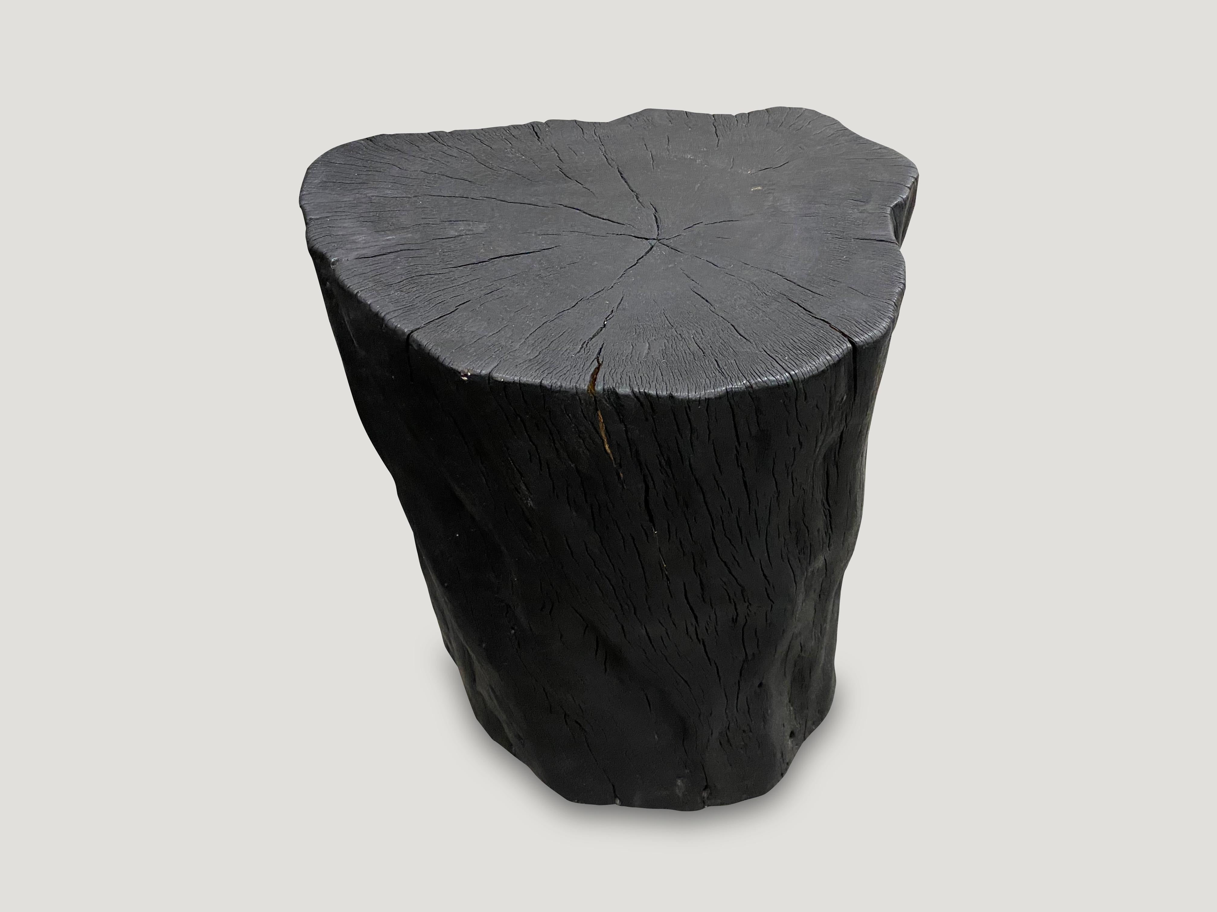 Andrianna Shamaris Charred Lychee Wood Side Table In Excellent Condition In New York, NY
