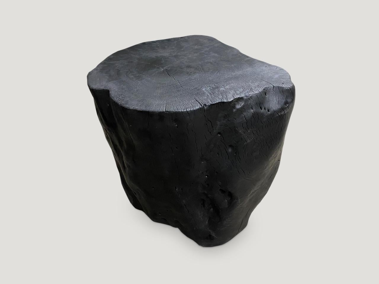 Contemporary Andrianna Shamaris Charred Lychee Wood Side Table