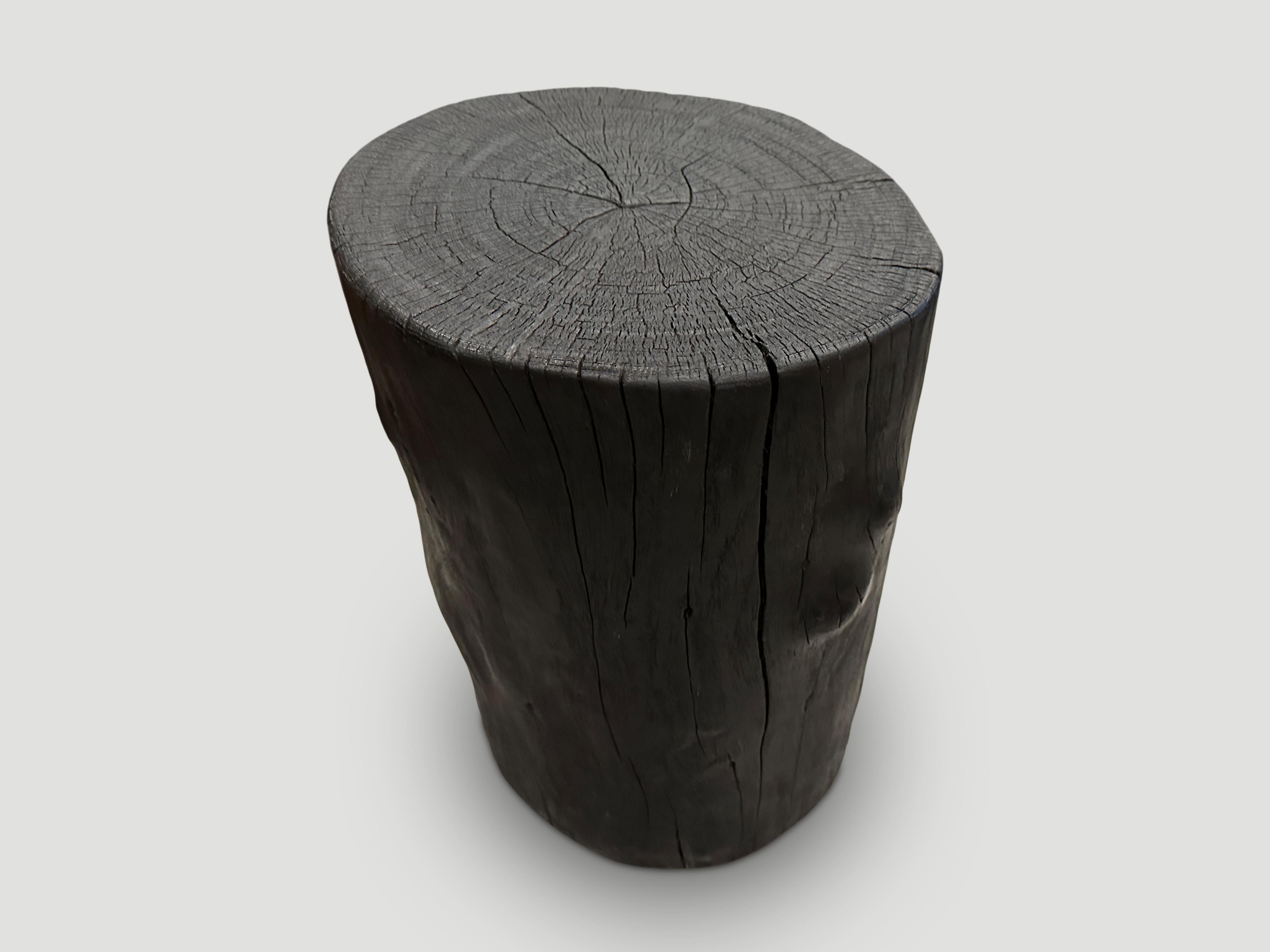 Contemporary Andrianna Shamaris Charred Lychee Wood Side Table For Sale