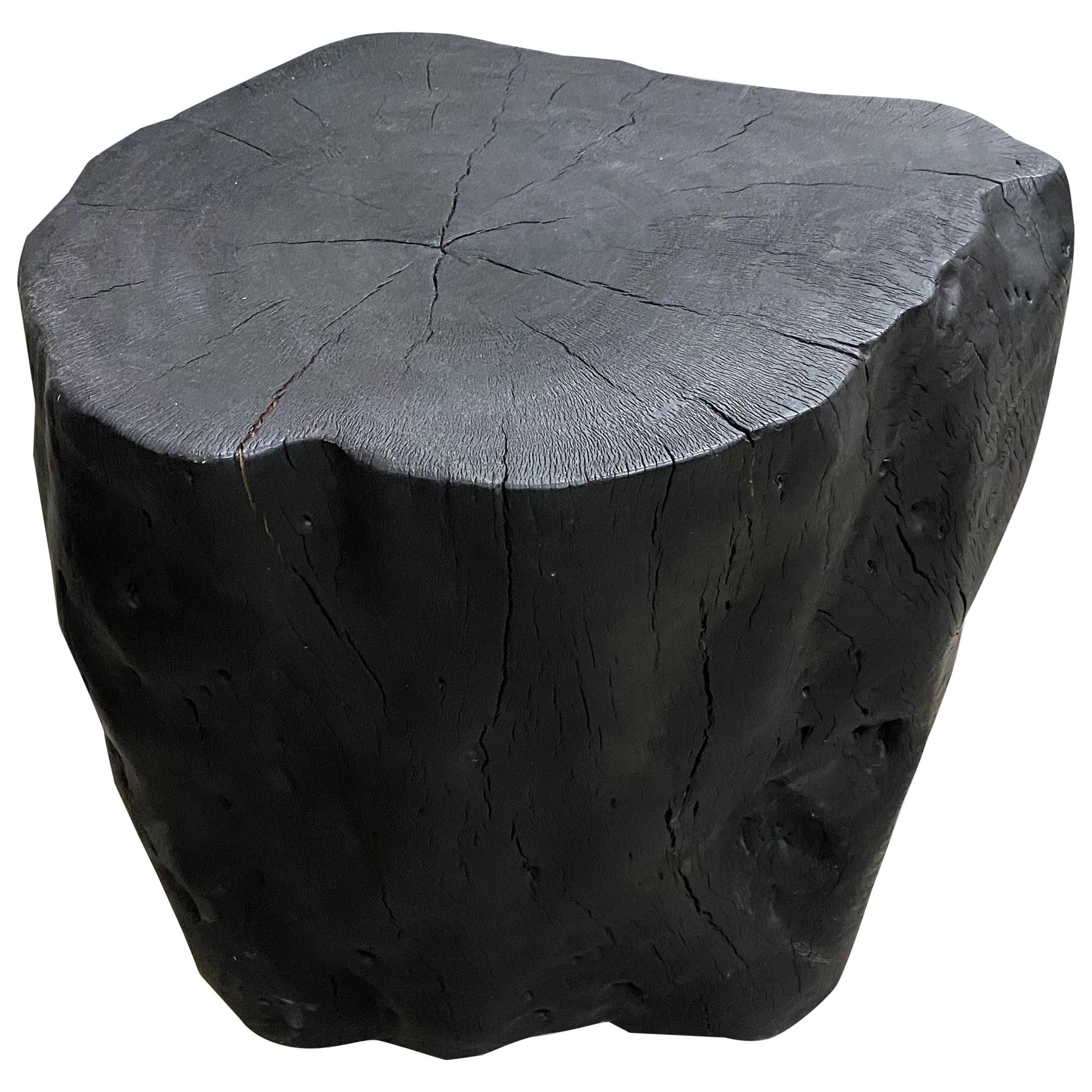 Andrianna Shamaris Tamarind Wood Charred Hourglass Side Table For Sale at 1stDibs