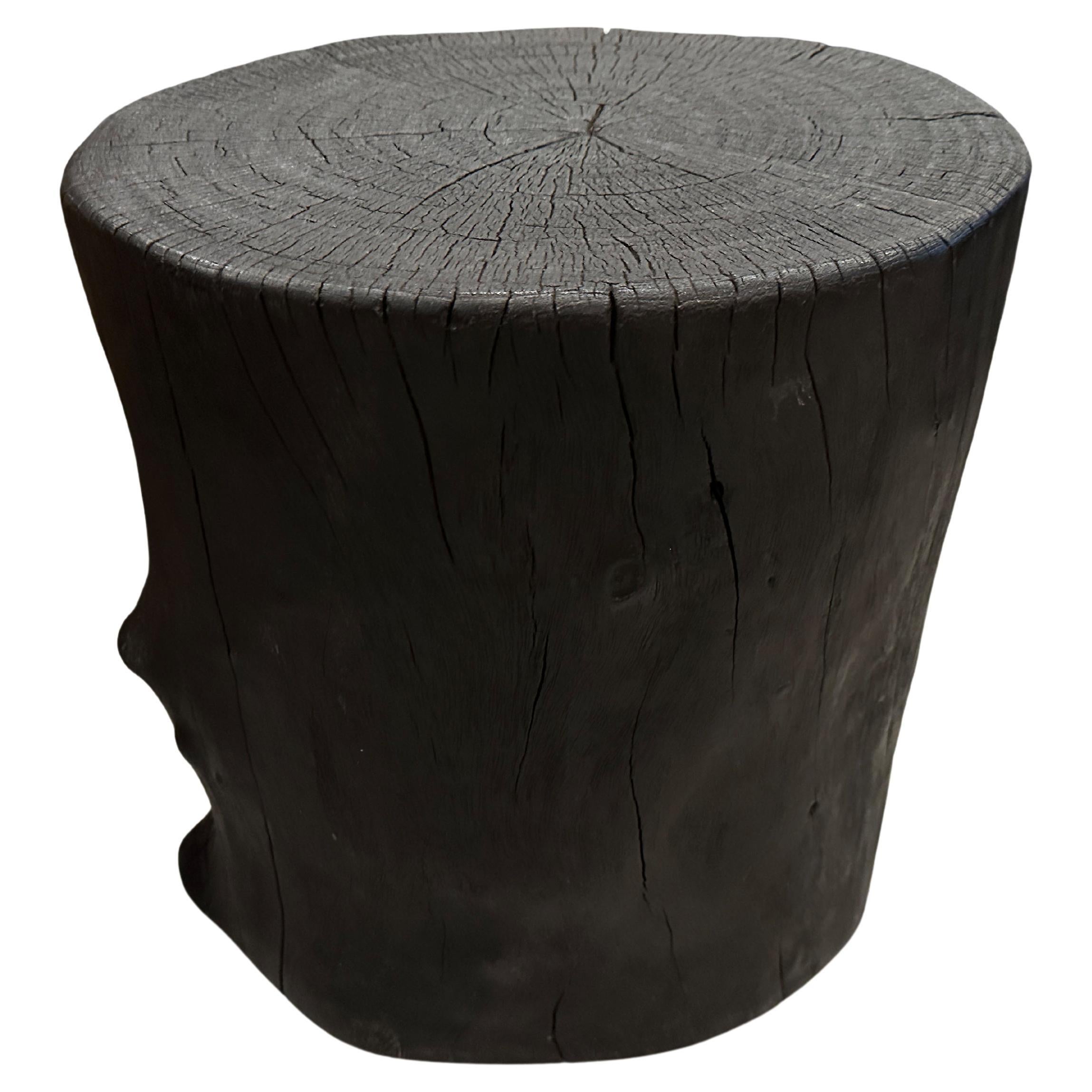 Andrianna Shamaris Charred Lychee Wood Side Table For Sale