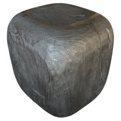 Andrianna Shamaris Charred Minimalist Side Table or Stool