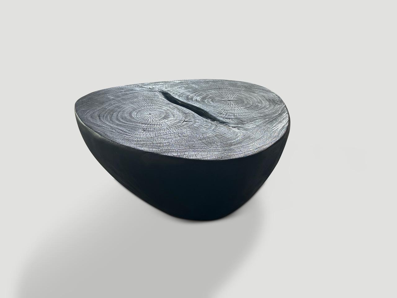 Organic Modern Andrianna Shamaris Charred Minimalist Suar Wood Coffee Table For Sale