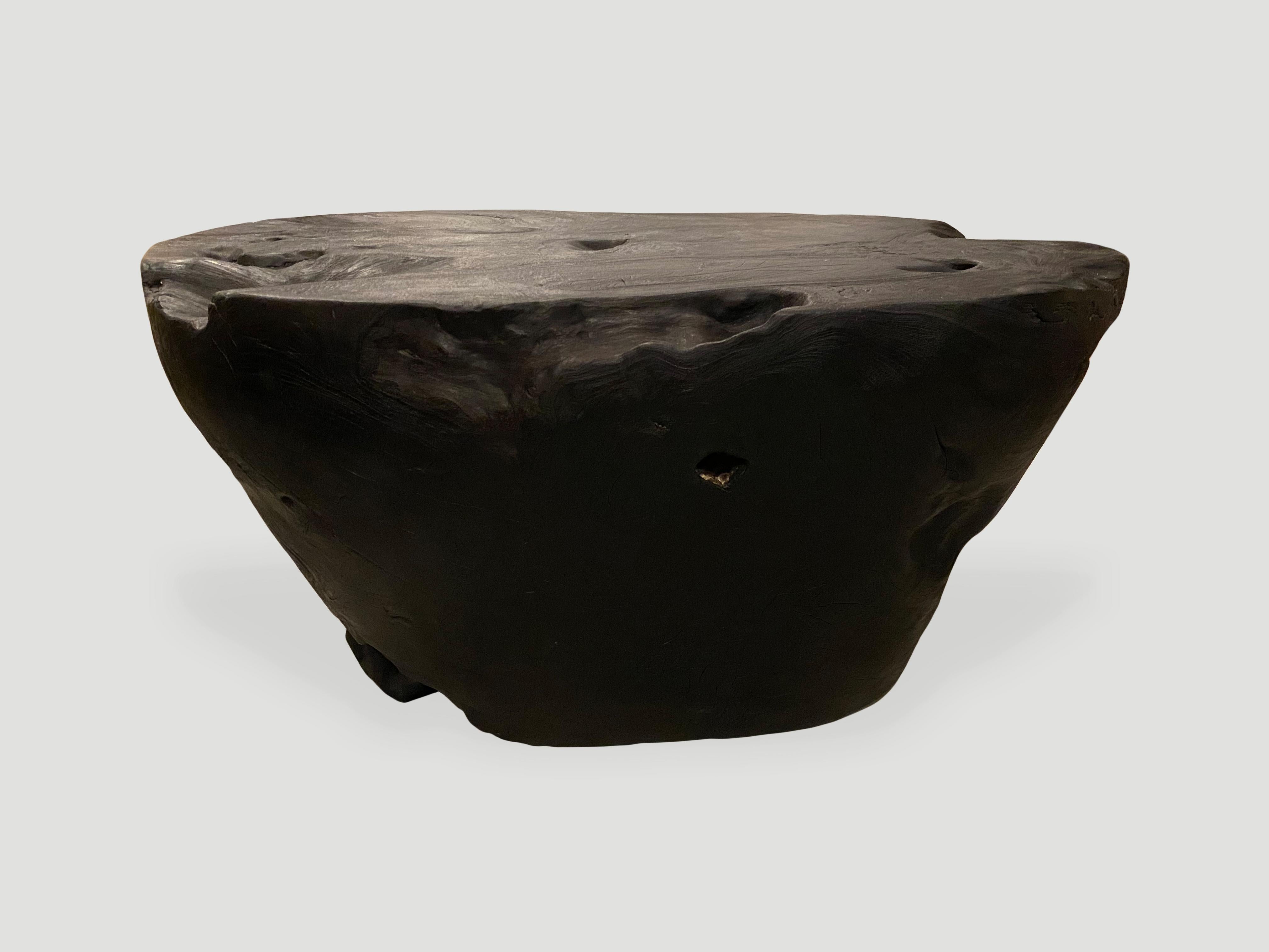 Andrianna Shamaris Charred Oval Teak Wood Coffee Table In Excellent Condition In New York, NY