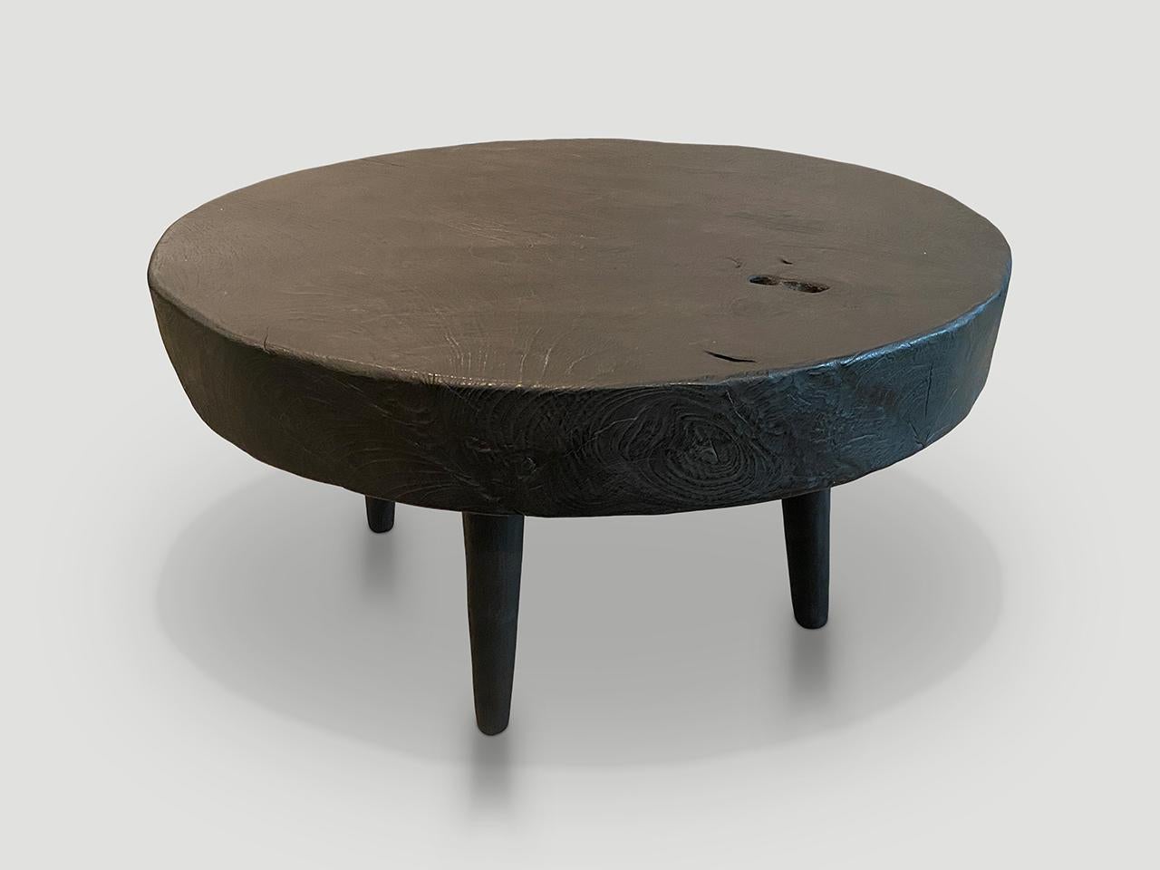 Organic Modern Andrianna Shamaris Charred Reclaimed Teak Wood Coffee Table For Sale