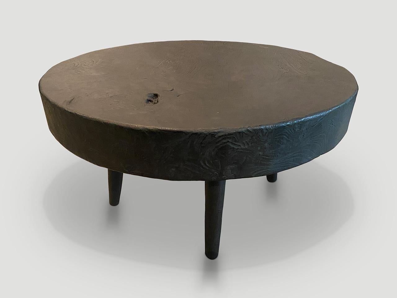 Andrianna Shamaris Charred Reclaimed Teak Wood Coffee Table In Excellent Condition For Sale In New York, NY