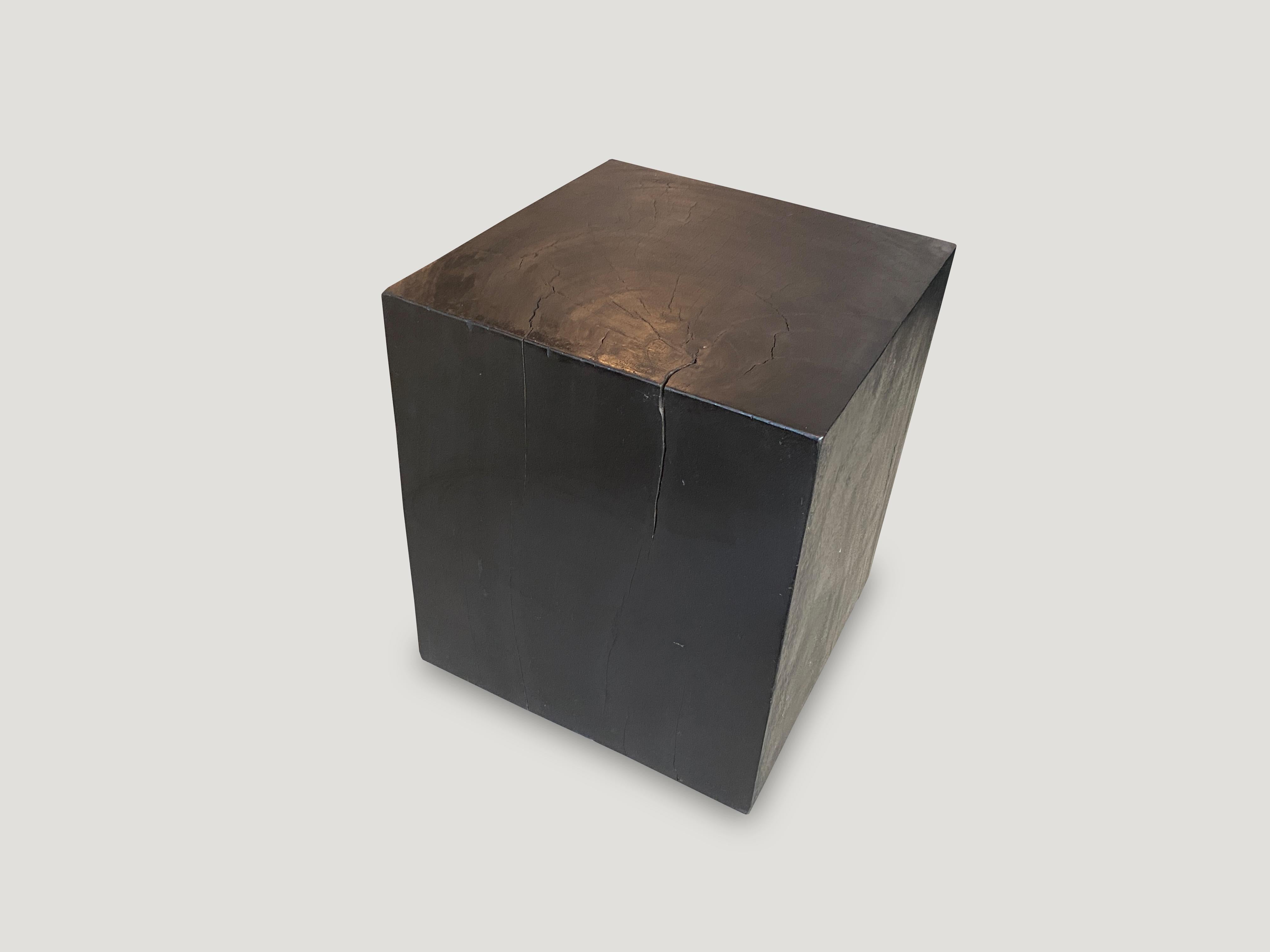 Andrianna Shamaris Charred Suar Wood Origami Side Table In Excellent Condition For Sale In New York, NY