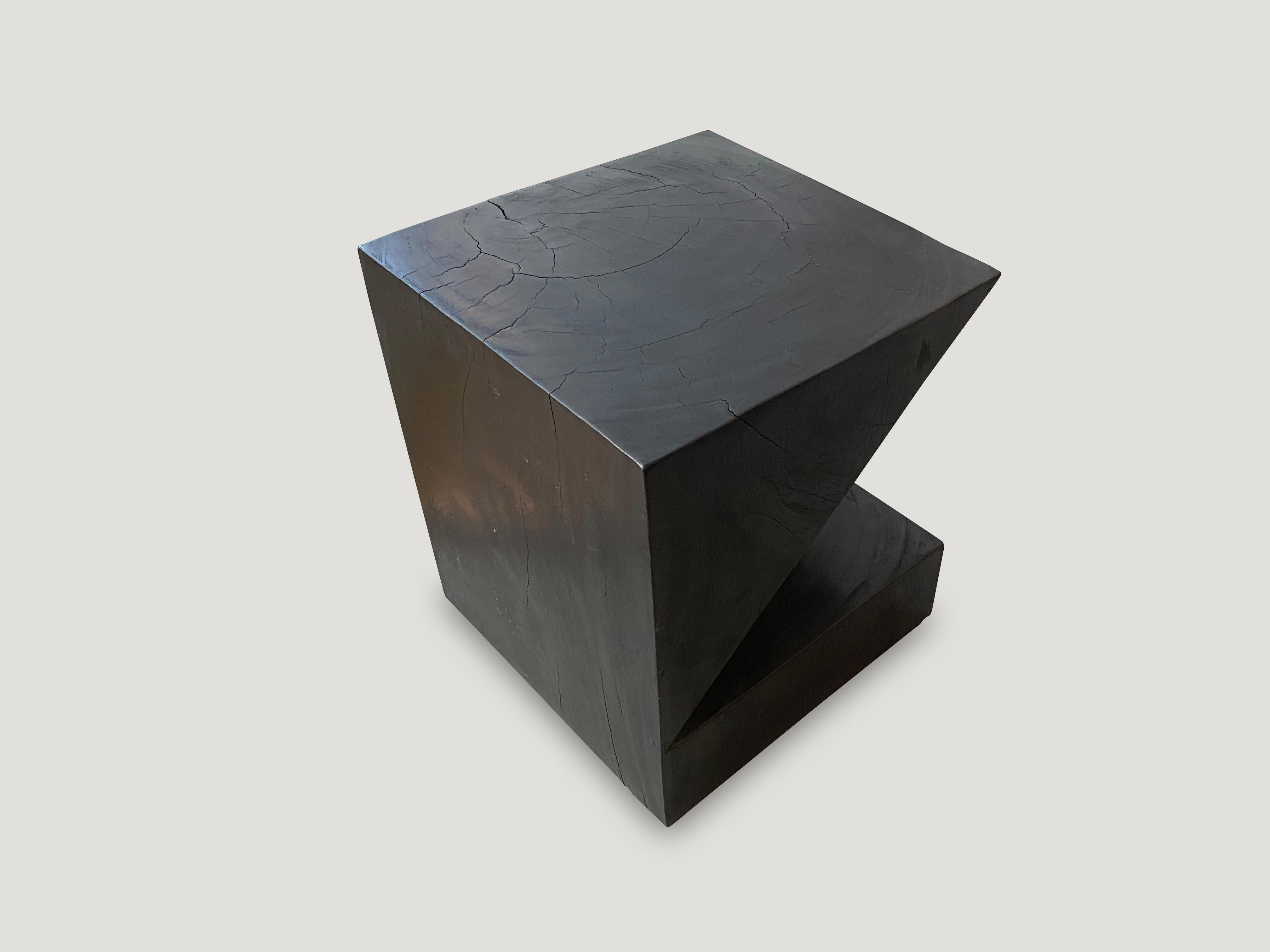 Contemporary Andrianna Shamaris Charred Suar Wood Origami Side Table For Sale