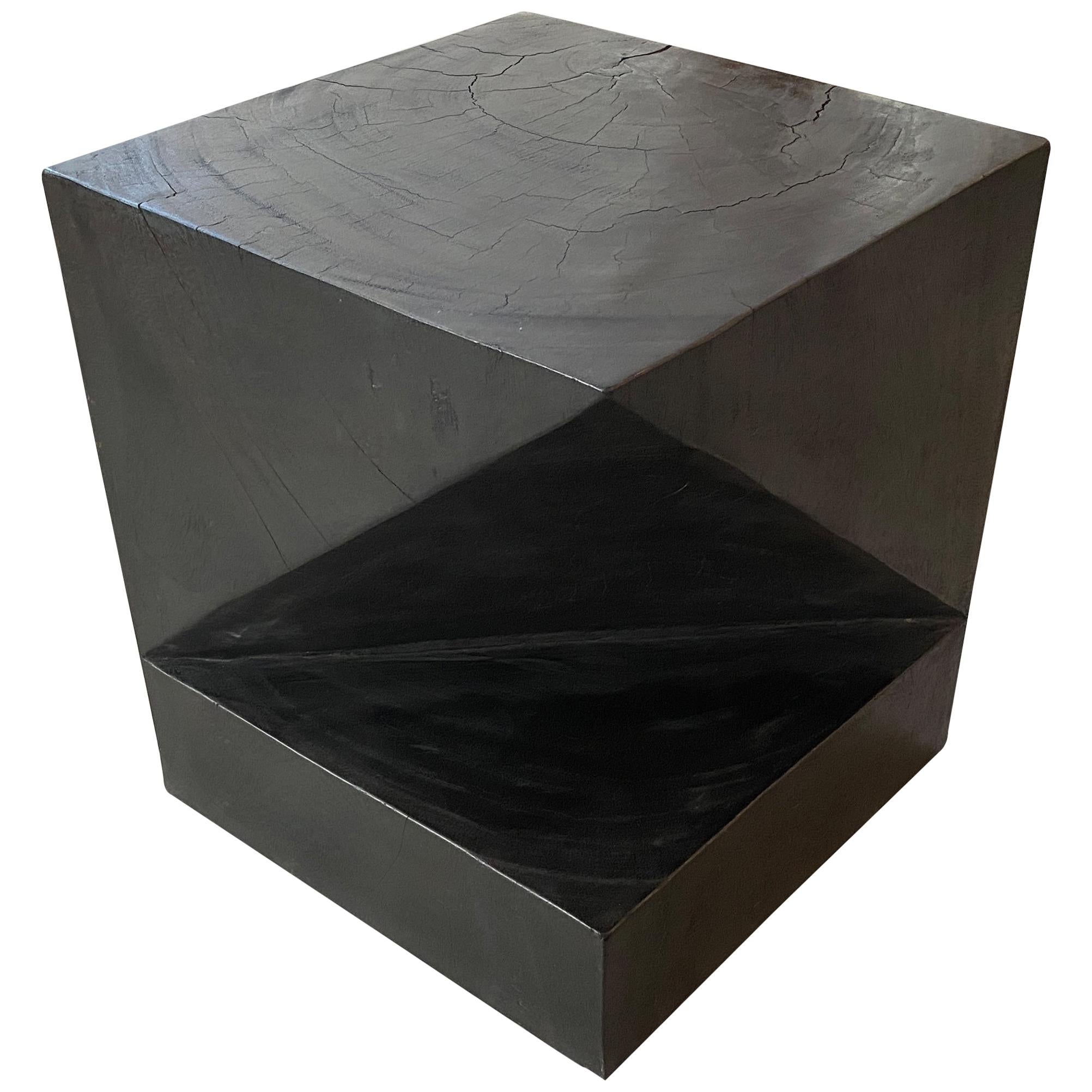 Andrianna Shamaris Charred Suar Wood Origami Side Table For Sale