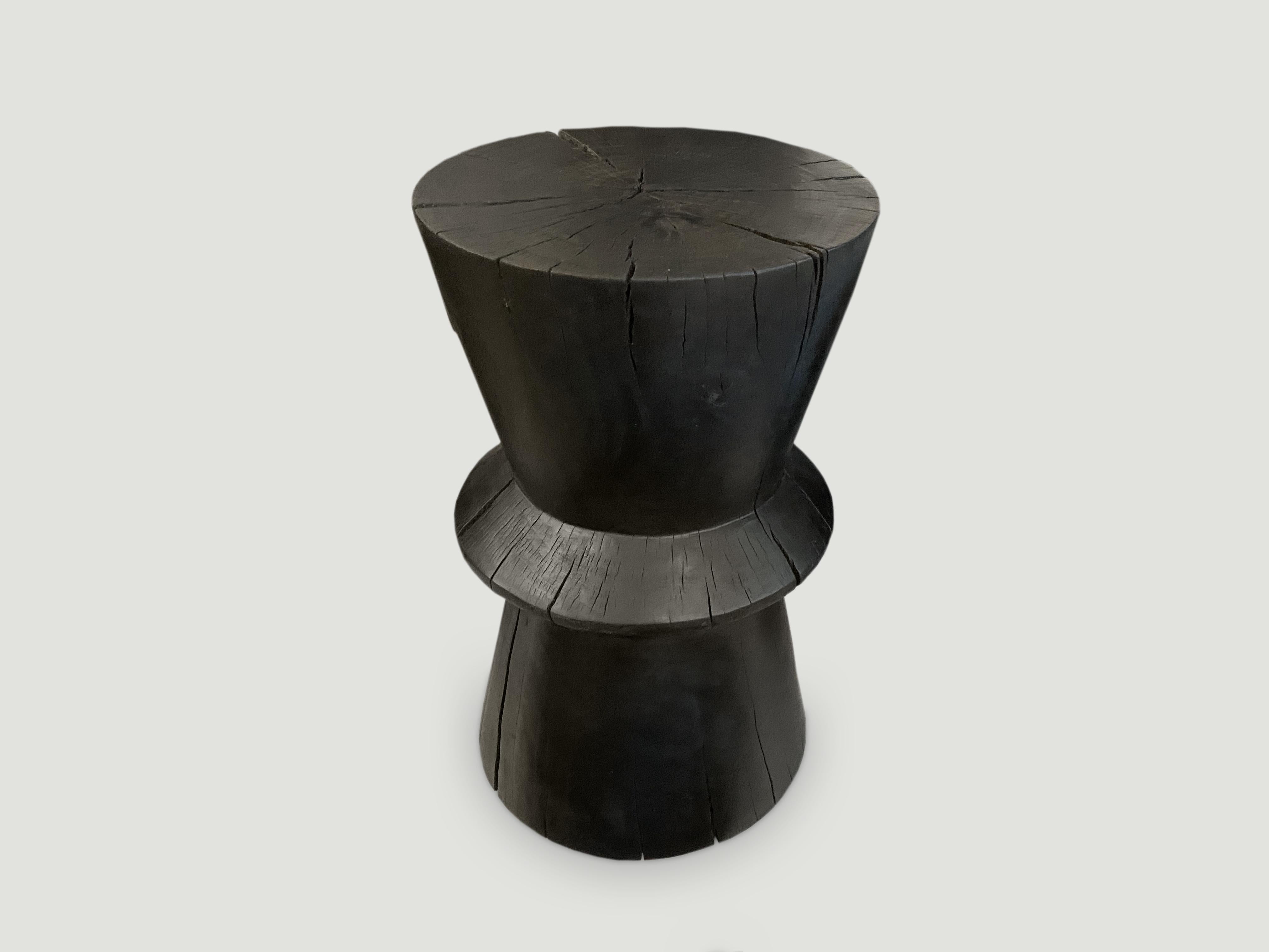 Andrianna Shamaris Charred Tamarind Wood Side Table In Excellent Condition In New York, NY