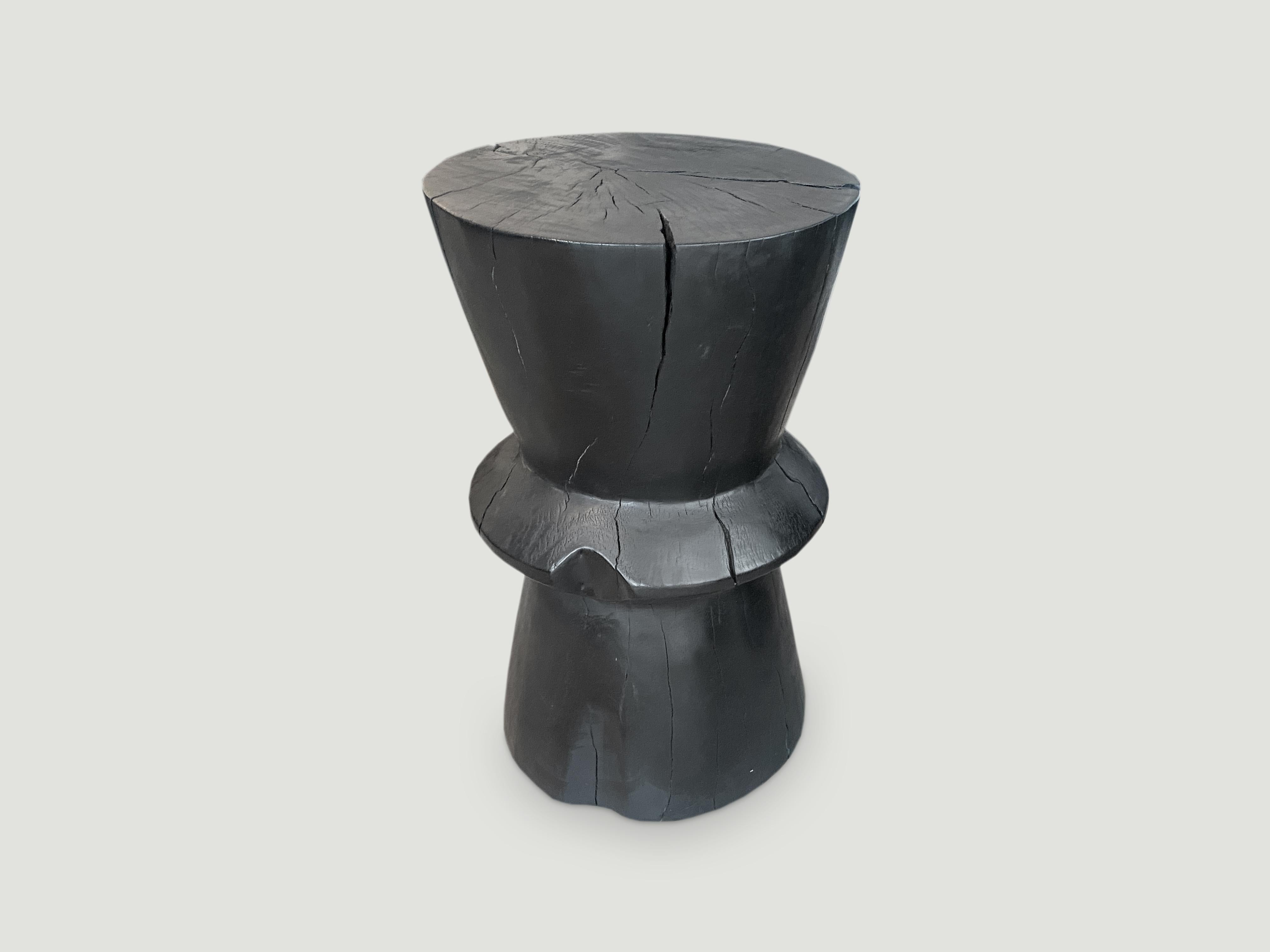 Andrianna Shamaris Charred Tamarind Wood Side Table In Excellent Condition In New York, NY