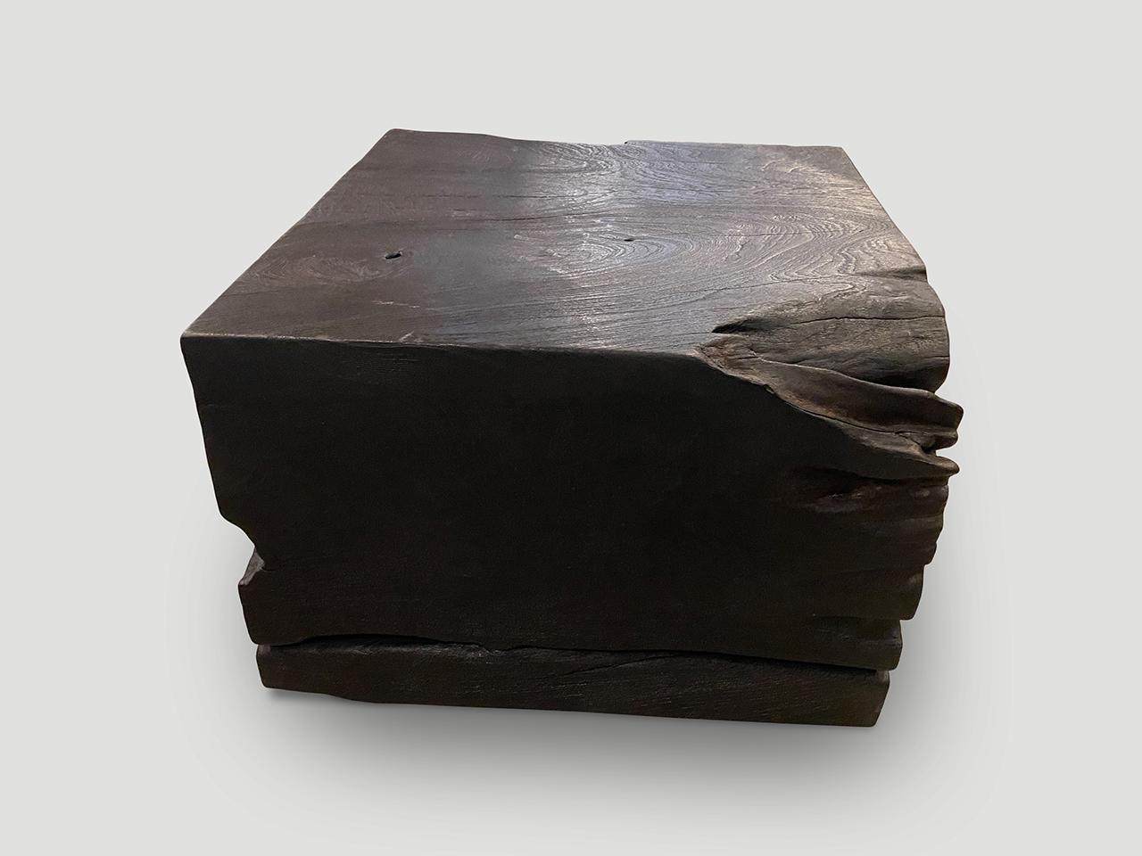 Andrianna Shamaris Charred Teak Wood Coffee Table In Excellent Condition For Sale In New York, NY