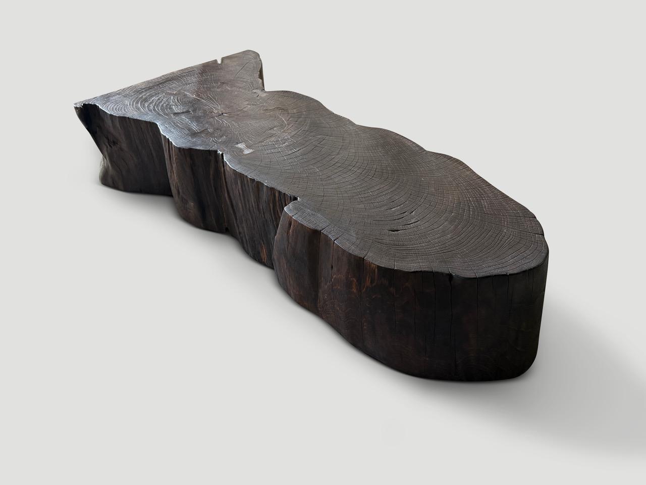 Organic Modern Andrianna Shamaris Charred Teak Wood Coffee Table Or Bench For Sale