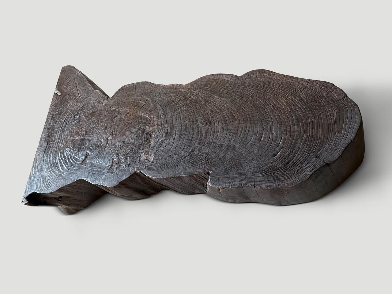Andrianna Shamaris Charred Teak Wood Coffee Table Or Bench In Excellent Condition For Sale In New York, NY