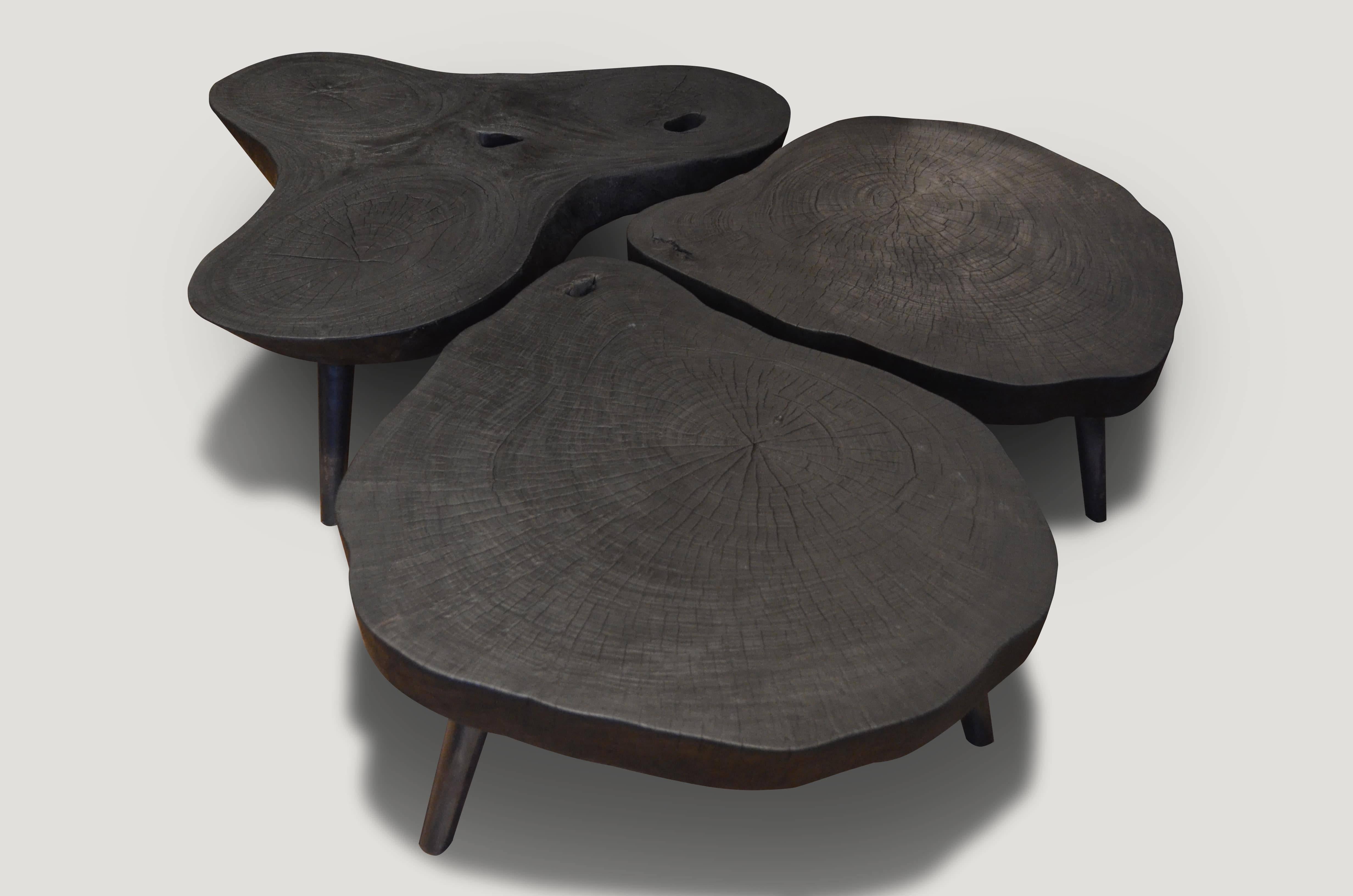Organic Modern Andrianna Shamaris Charred Teak Wood Coffee Table or Side Table