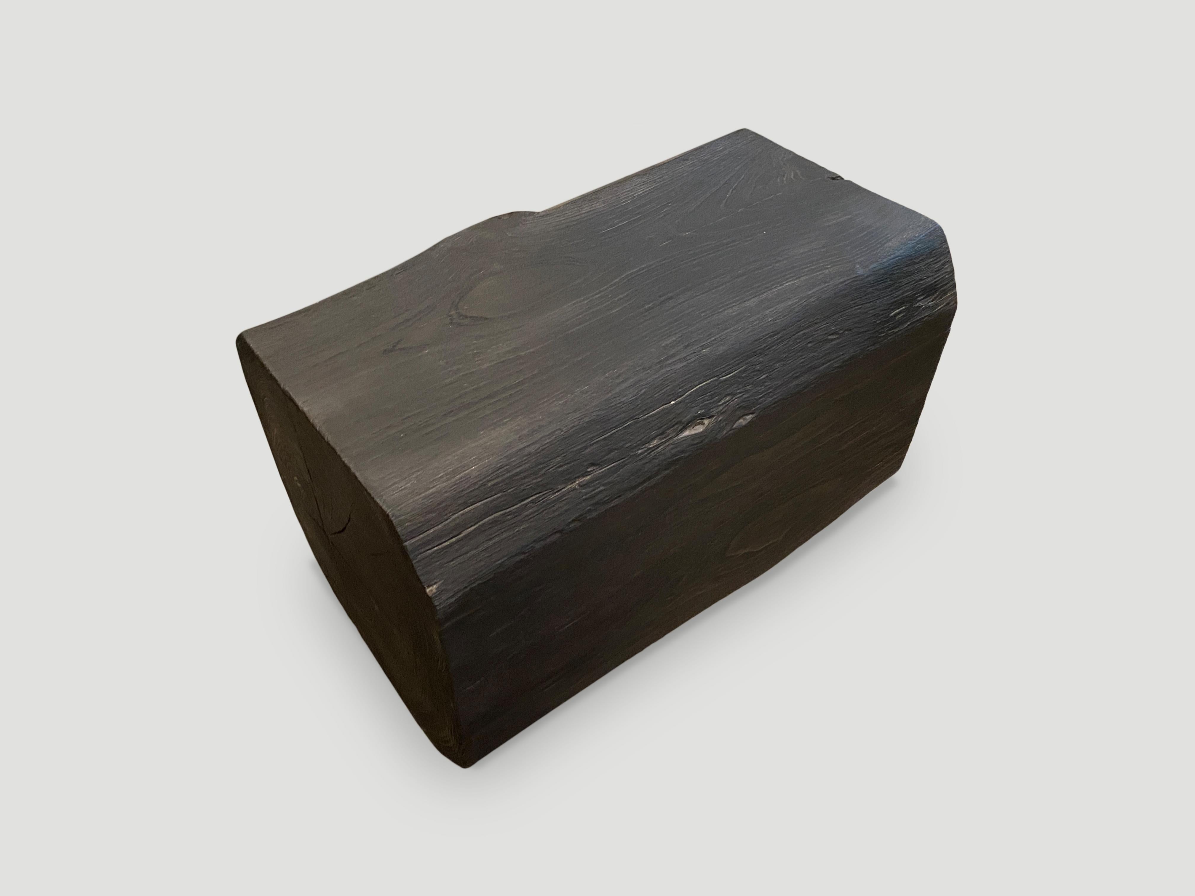 Andrianna Shamaris Charred Teak Wood Log Bench or Coffee Table In Excellent Condition For Sale In New York, NY