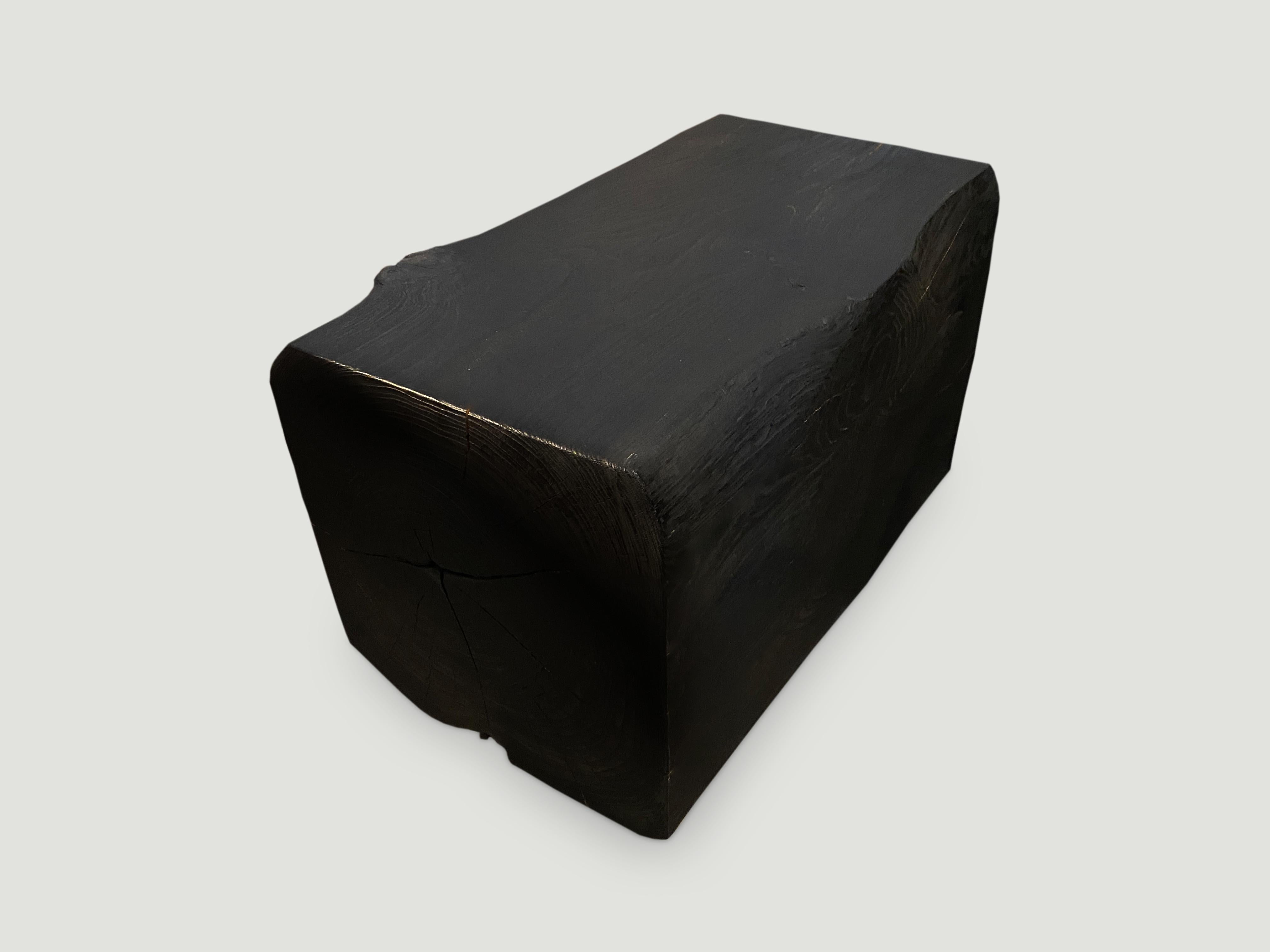 Andrianna Shamaris Charred Teak Wood Log Bench or Coffee Table In Excellent Condition For Sale In New York, NY