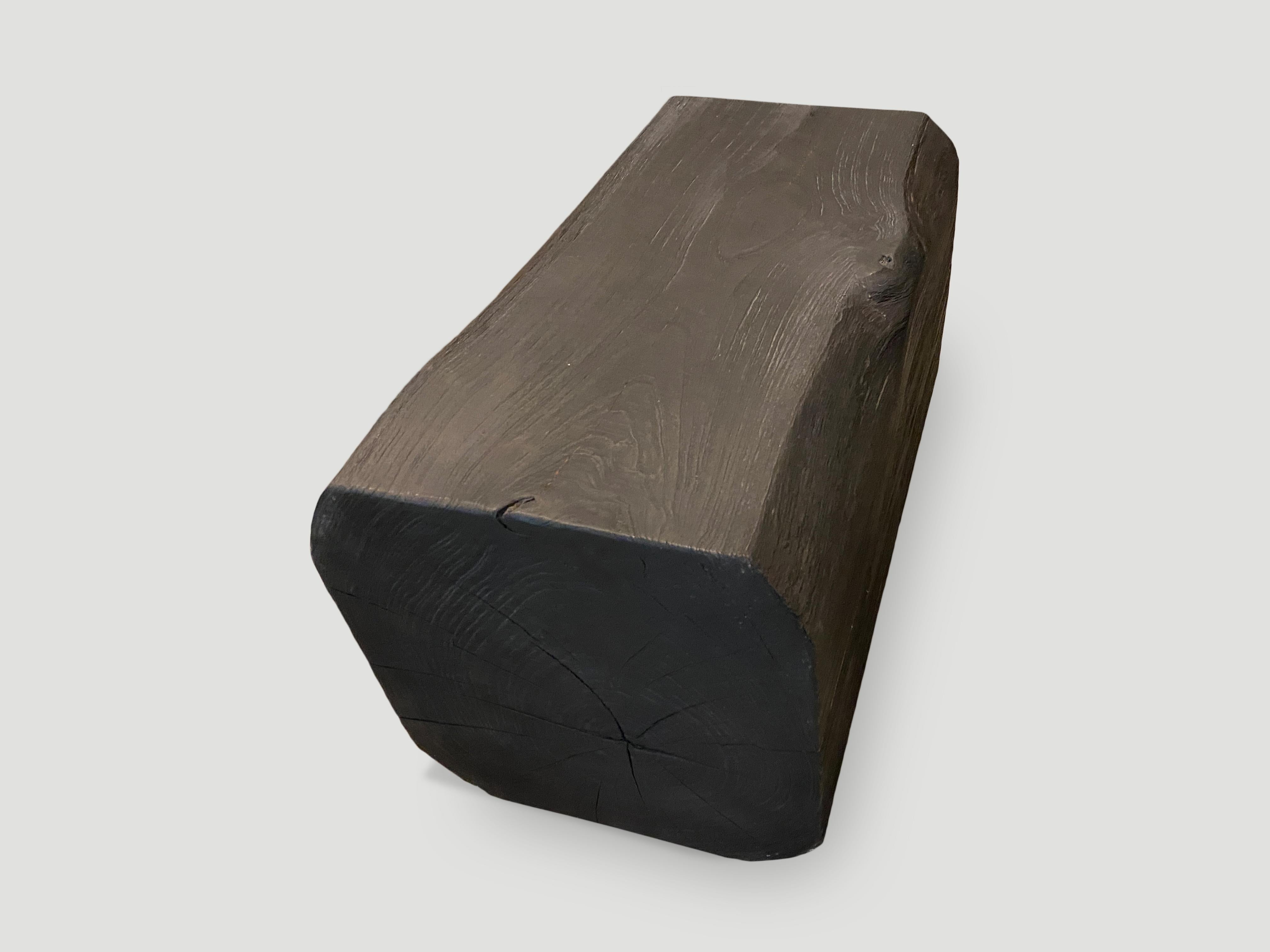 Contemporary Andrianna Shamaris Charred Teak Wood Log Bench or Coffee Table For Sale