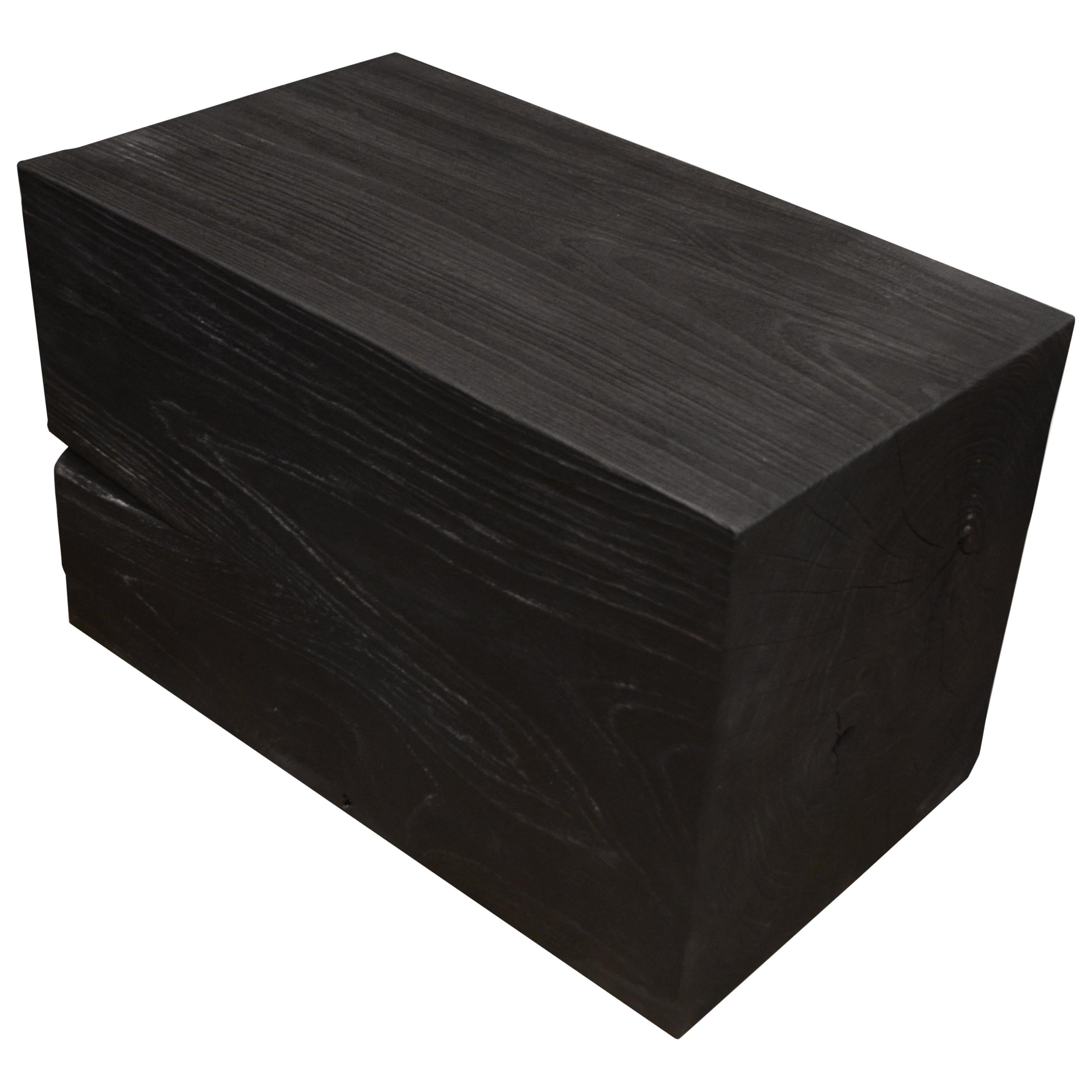 Andrianna Shamaris Charred Teak Wood Log Bench or Coffee Table