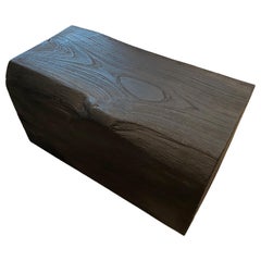 Andrianna Shamaris Charred Teak Wood Log Bench or Coffee Table