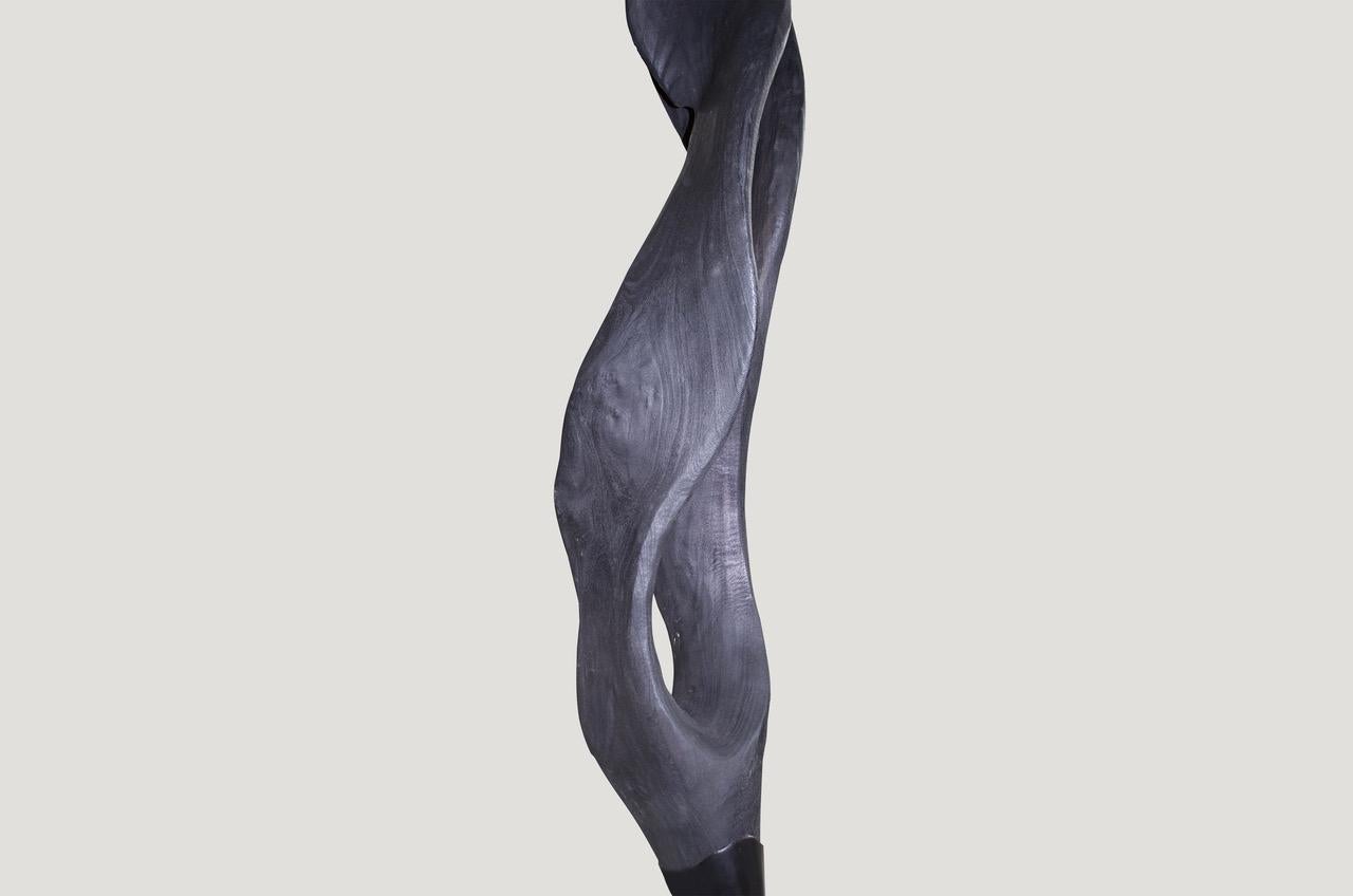 Andrianna Shamaris Charred Ficus Wood Ribbon Sculpture In Excellent Condition For Sale In New York, NY