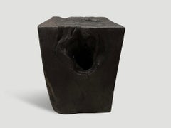 Andrianna Shamaris Charred Teak Wood Side Table