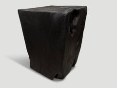Andrianna Shamaris Charred Teak Wood Side Table