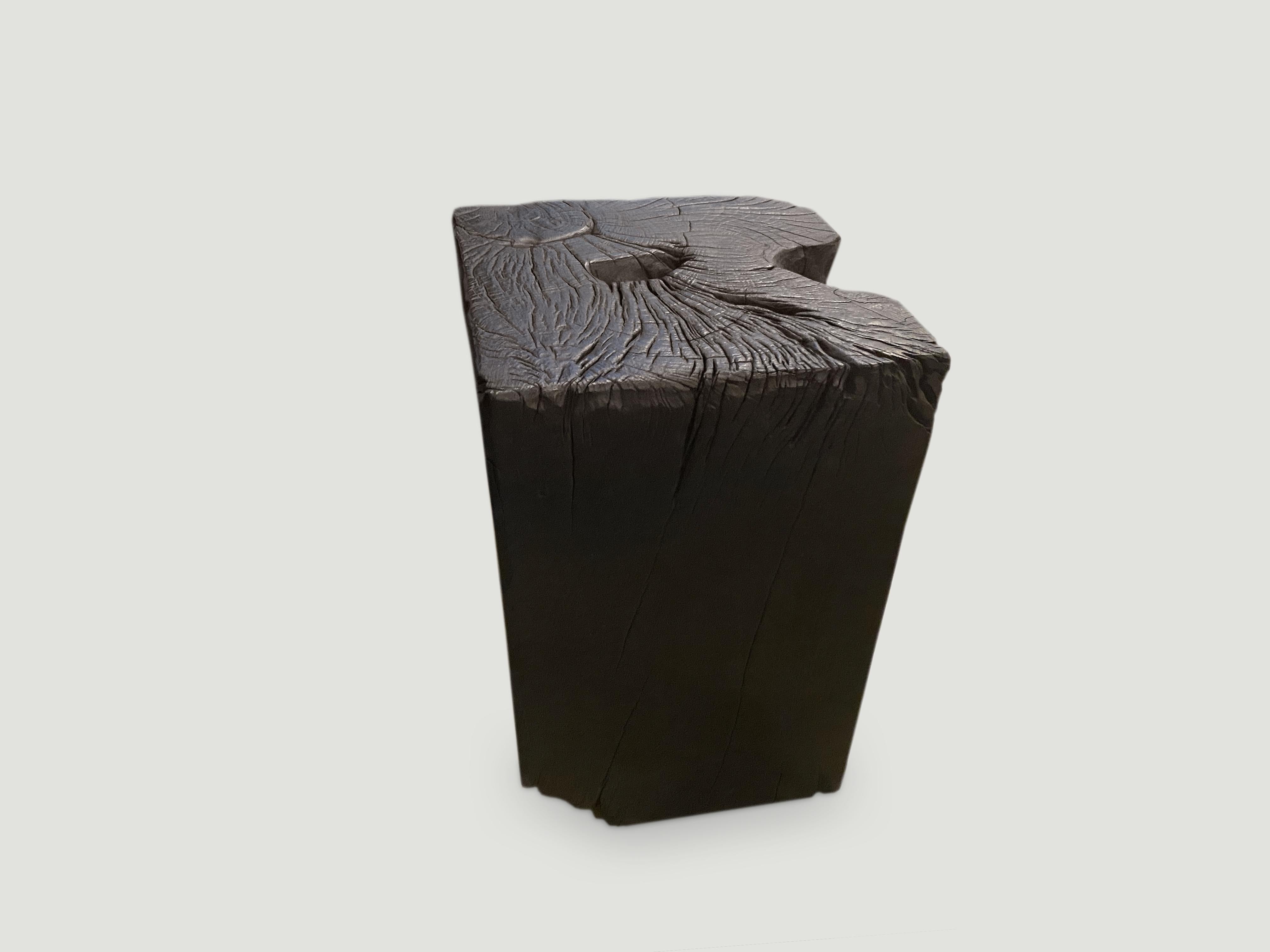 Andrianna Shamaris Charred Teak Wood Side Table In Excellent Condition In New York, NY