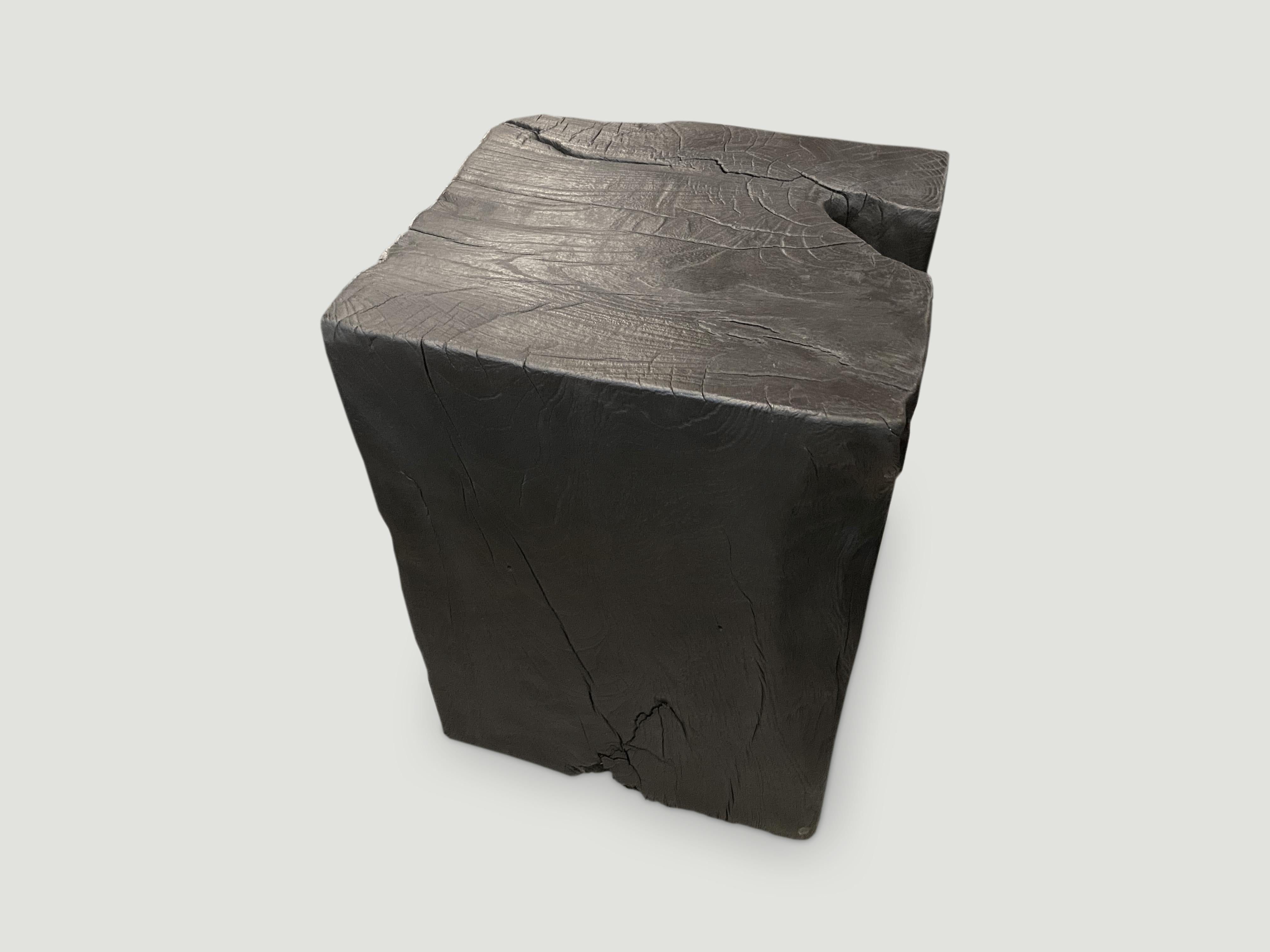 Andrianna Shamaris Charred Teak Wood Side Table In Excellent Condition In New York, NY