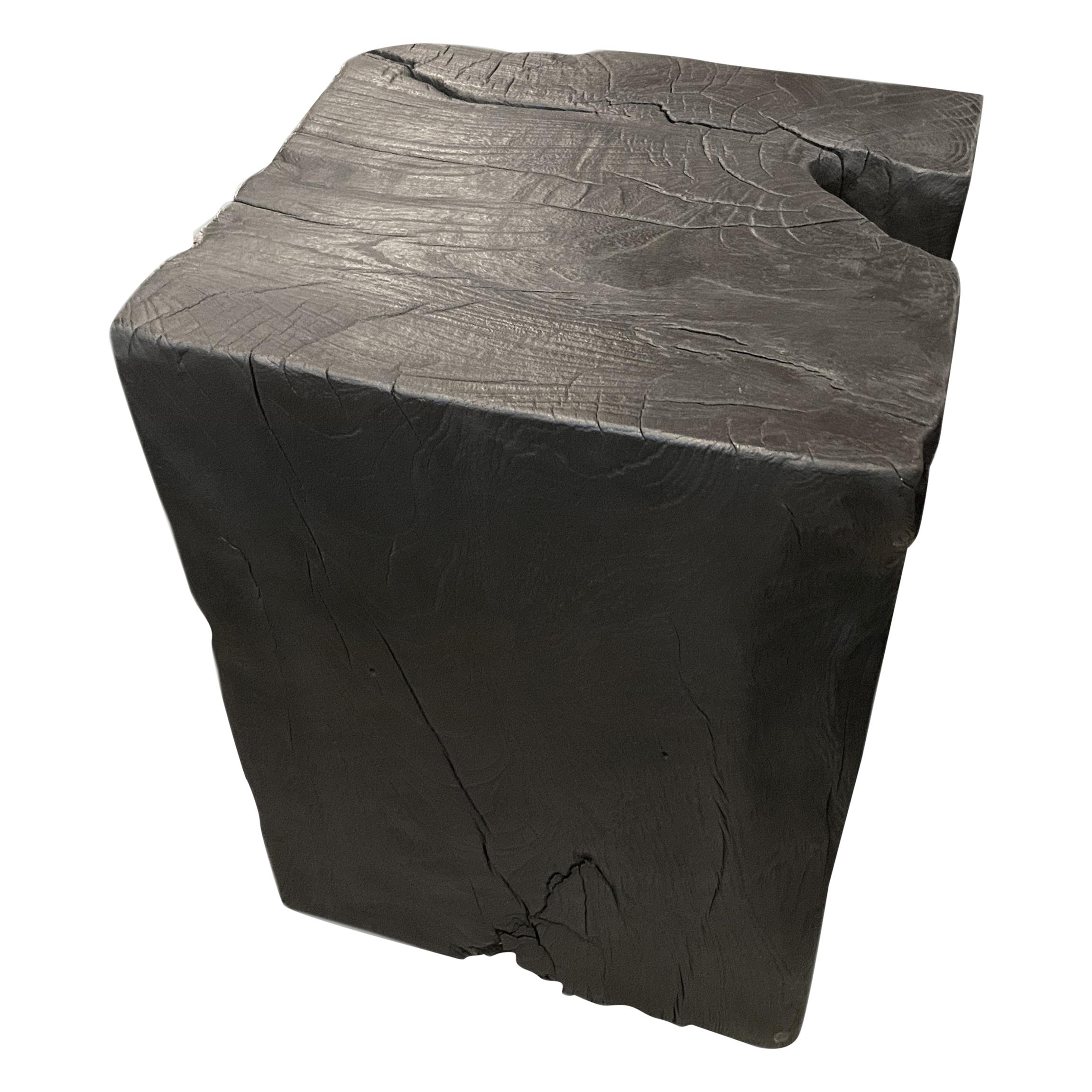 Andrianna Shamaris Charred Teak Wood Side Table