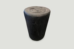 Andrianna Shamaris Charred Teak Wood Side Table or Stool