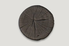 Andrianna Shamaris Charred Teak Wood Side Table or Stool
