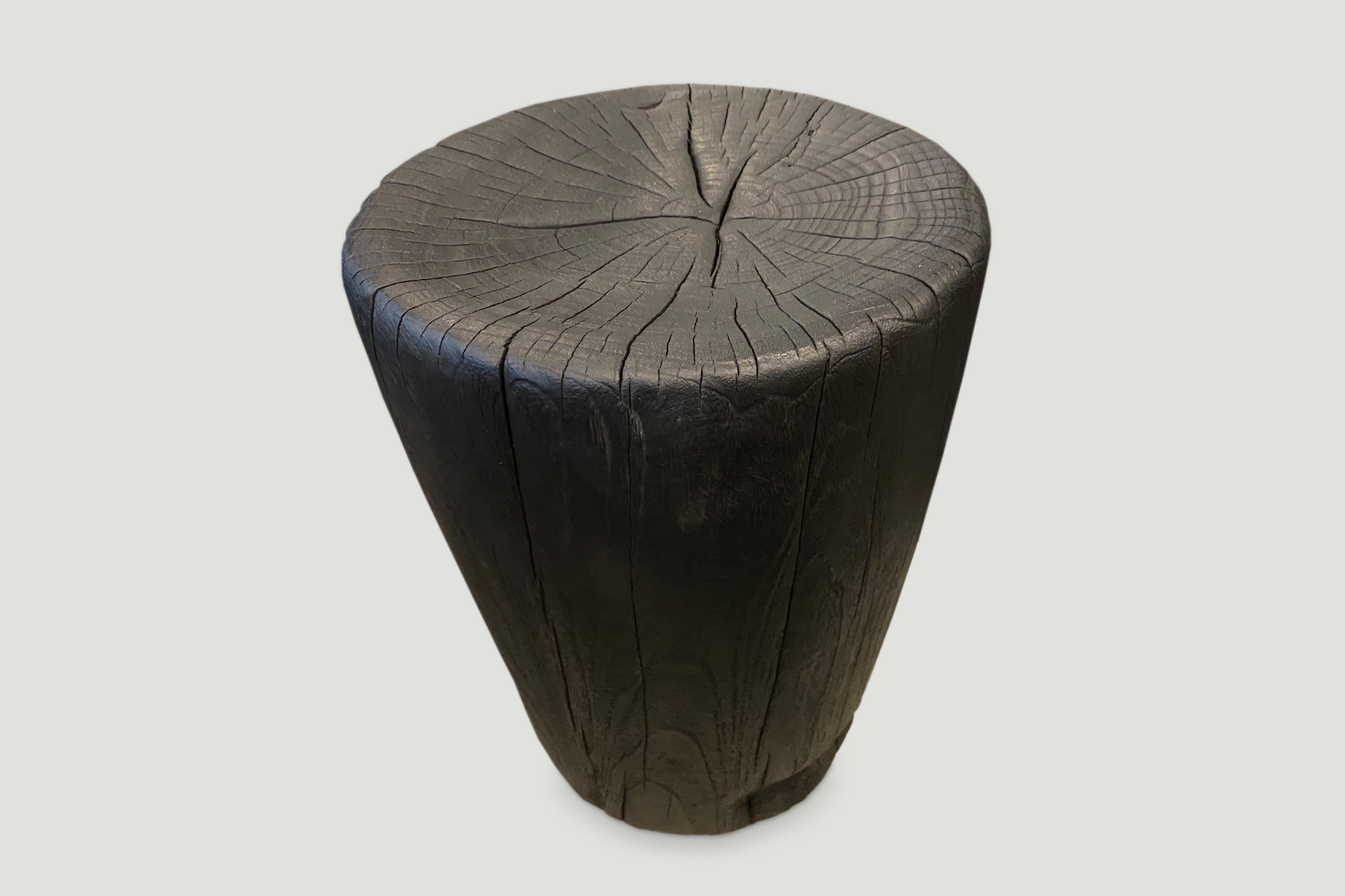 Andrianna Shamaris Charred Teak Wood Side Table or Stool In Excellent Condition In New York, NY