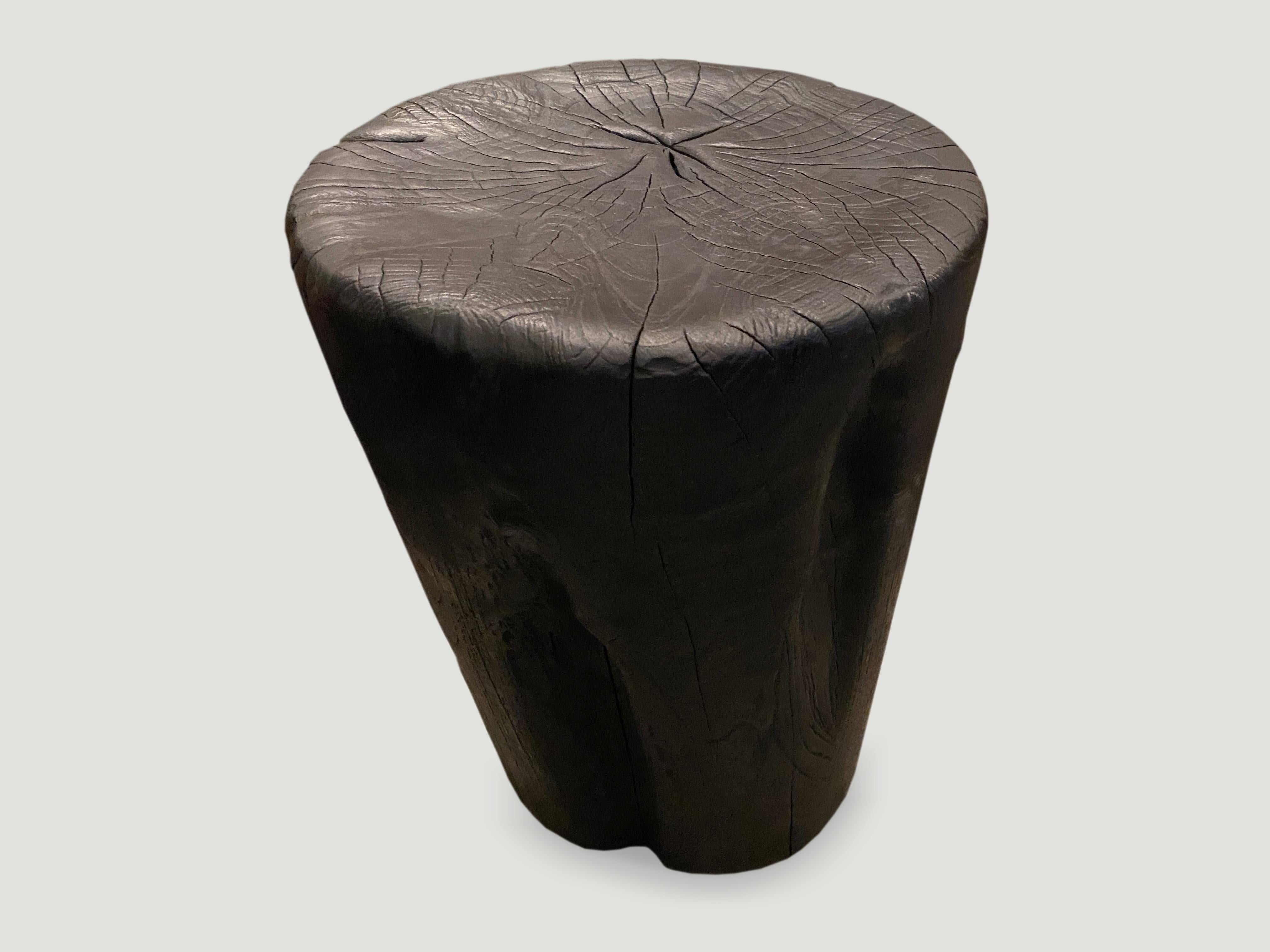 Contemporary Andrianna Shamaris Charred Teak Wood Side Table or Stool